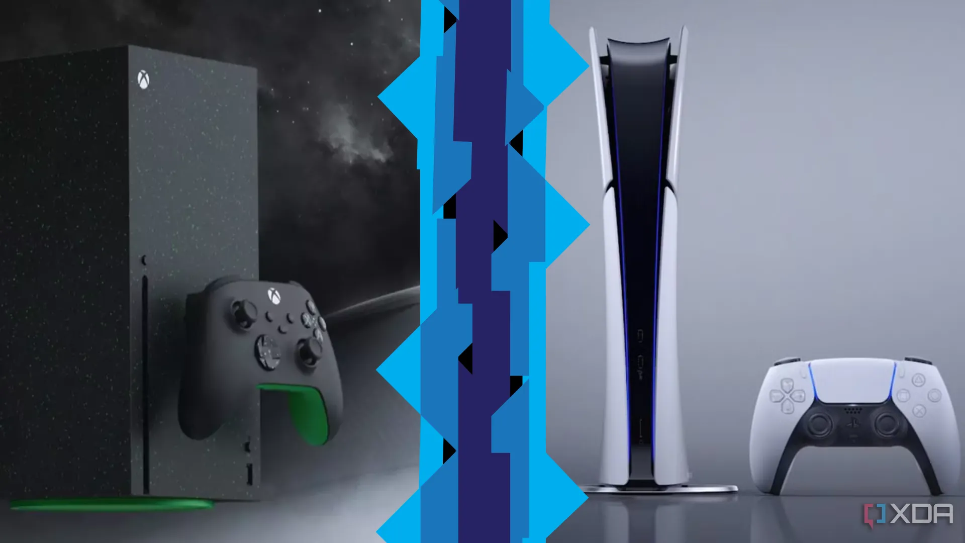 Máy chơi game Xbox và PlayStation đặt cạnh nhau