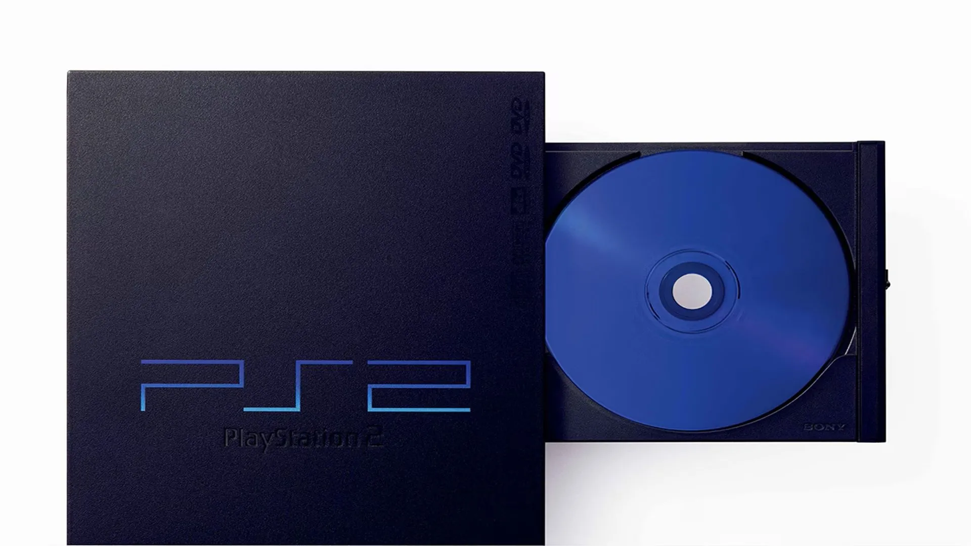 Máy PlayStation 2 với khay đĩa mở, minh chứng cho tính năng đọc đa dạng định dạng media