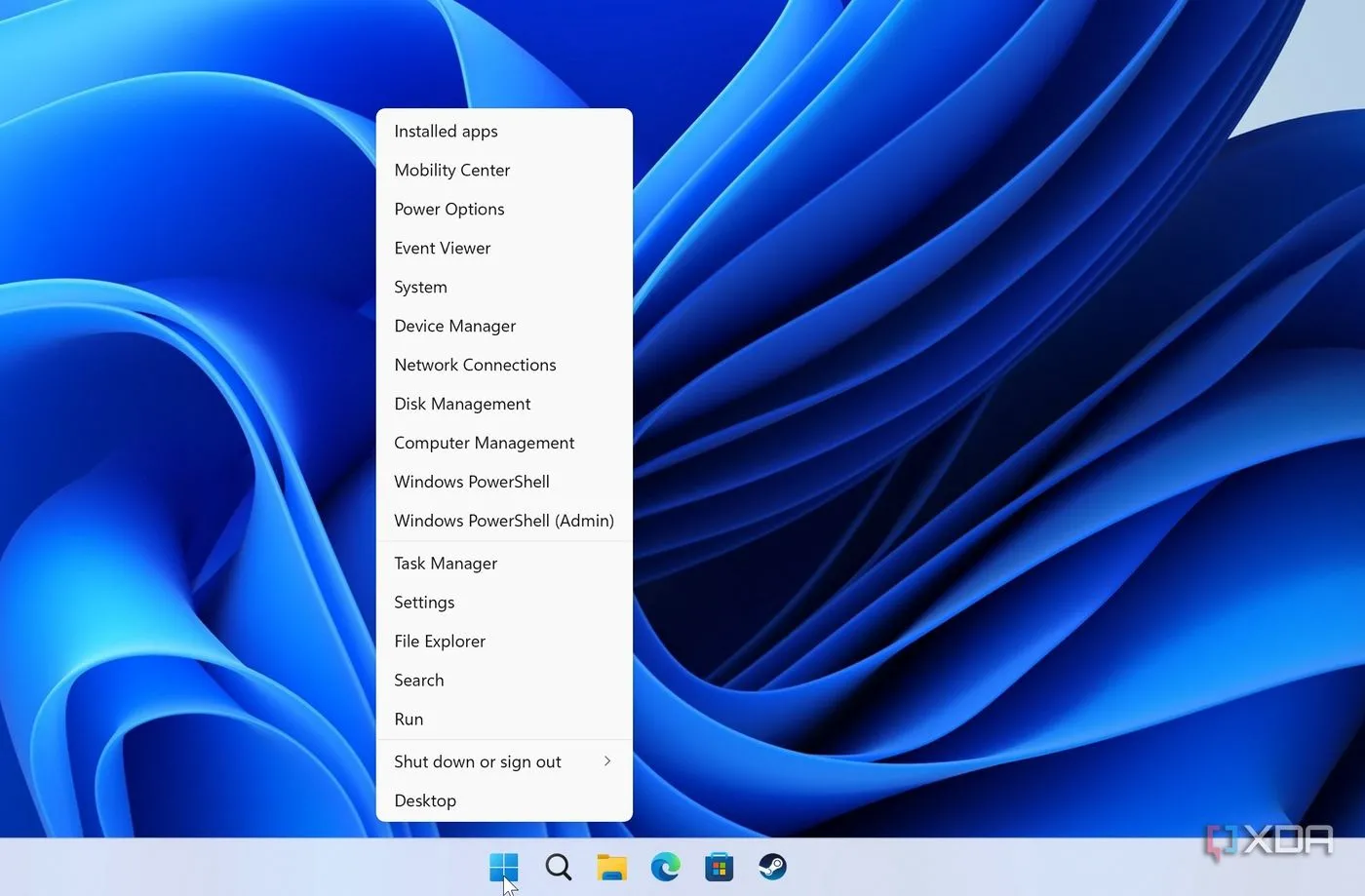 Menu Liên kết nhanh (Quick Link menu) của Windows 11 hiển thị các chức năng hệ điều hành quan trọng