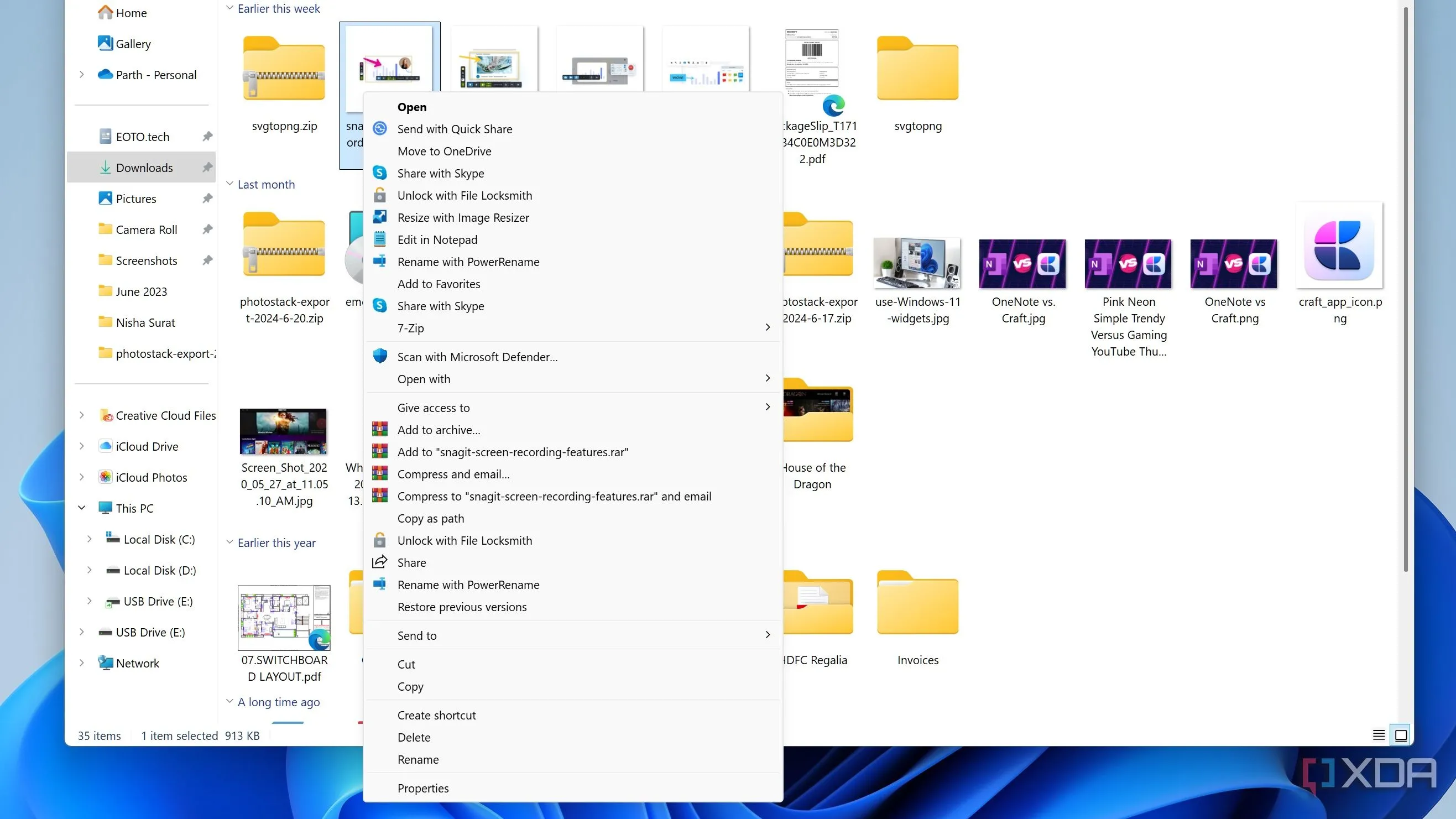 Menu ngữ cảnh cổ điển được khôi phục trên Windows 11, hiển thị đầy đủ tùy chọn