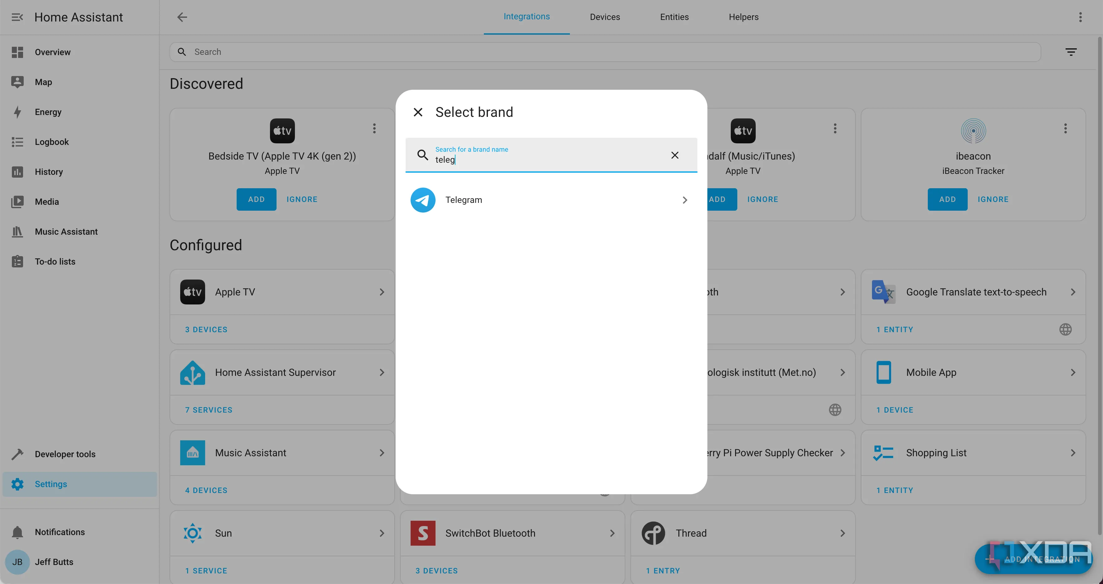 Minh họa các thành phần cần thiết để tích hợp Home Assistant và Telegram bot
