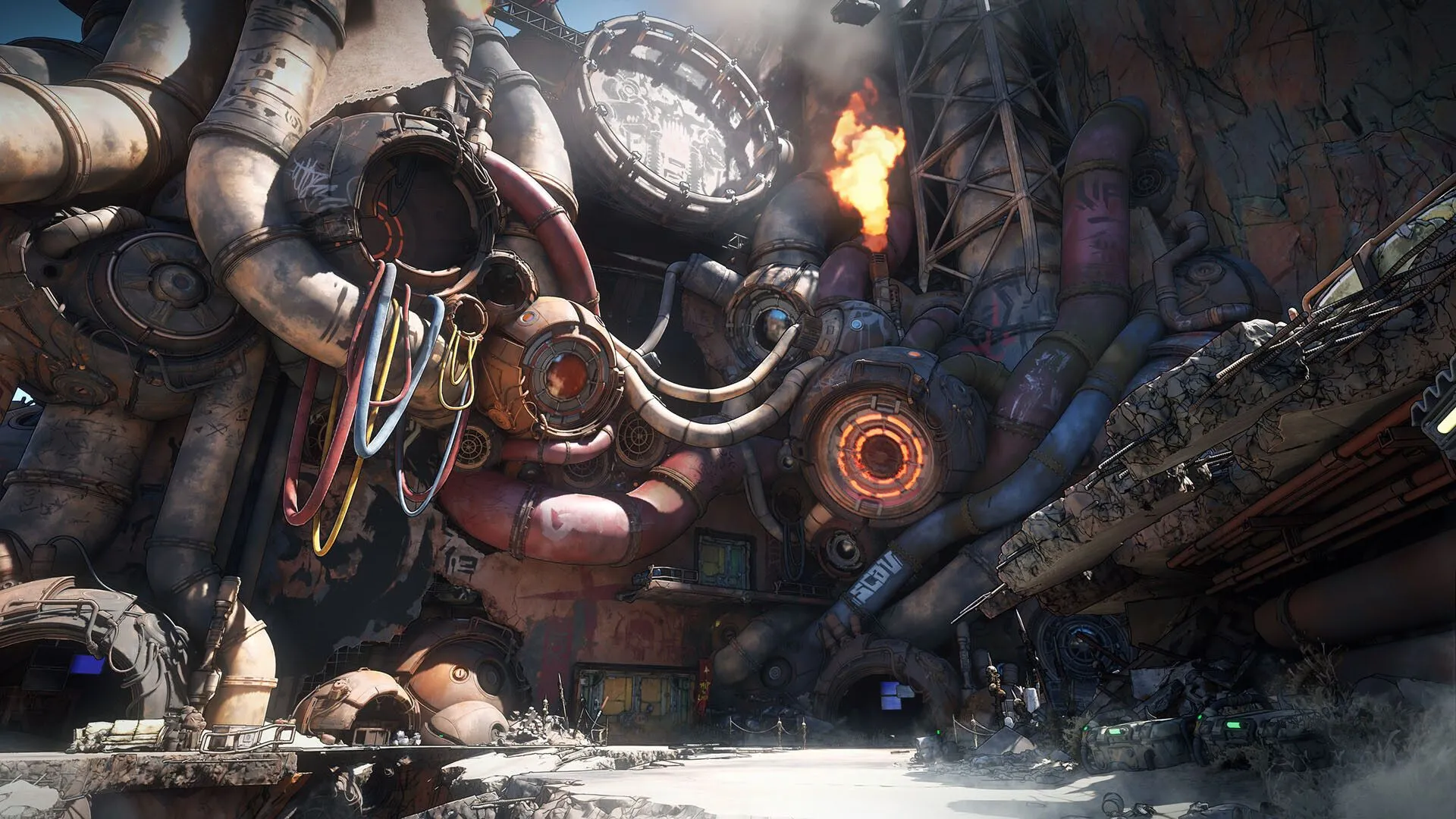 Môi trường game Borderlands 4 với các yếu tố hậu tận thế và khoa học viễn tưởng.