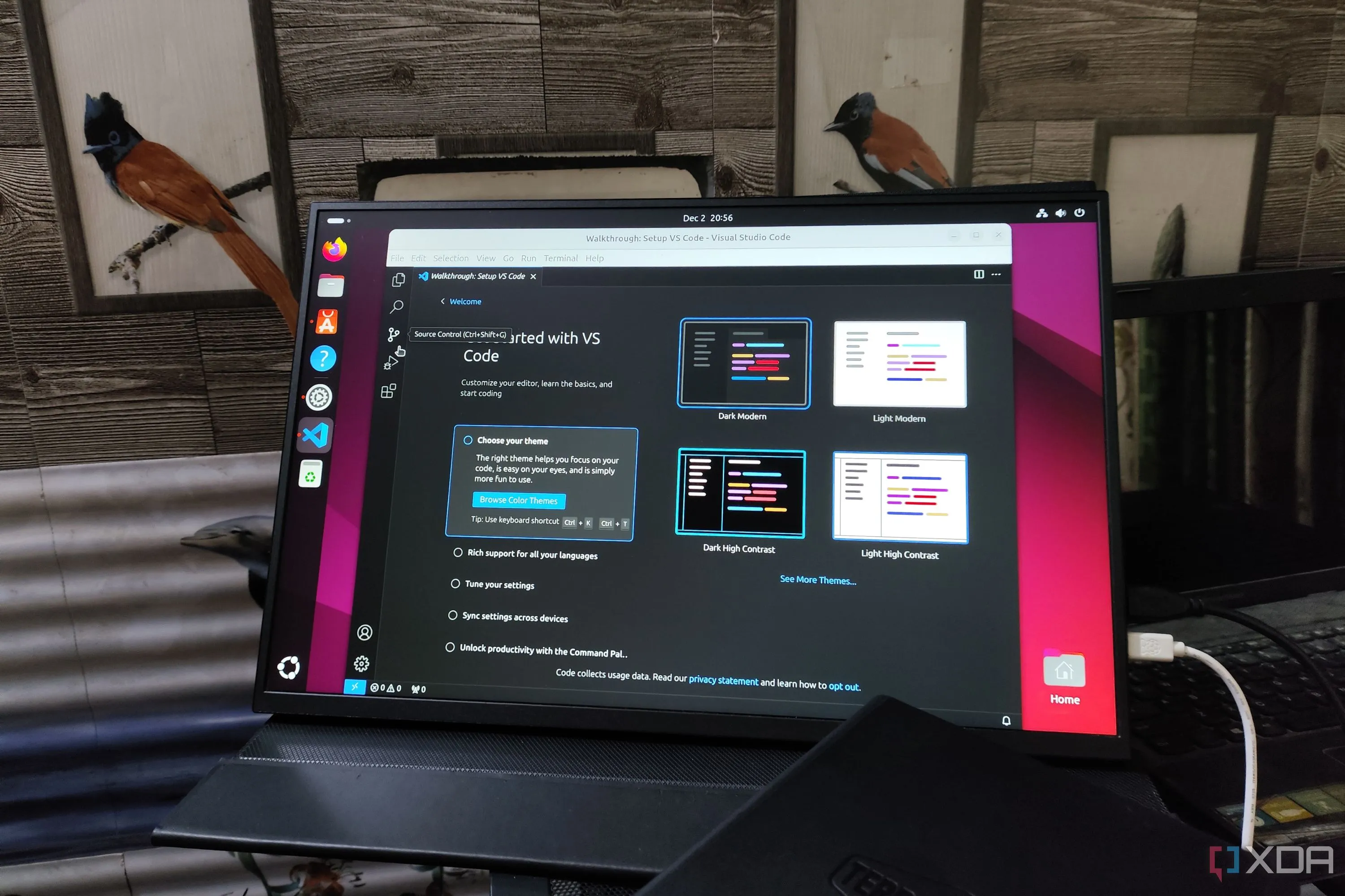 Môi trường phát triển VS Code đang chạy trên Ubuntu, minh họa khả năng tương thích của PowerTOP với các hệ thống Linux ARM64