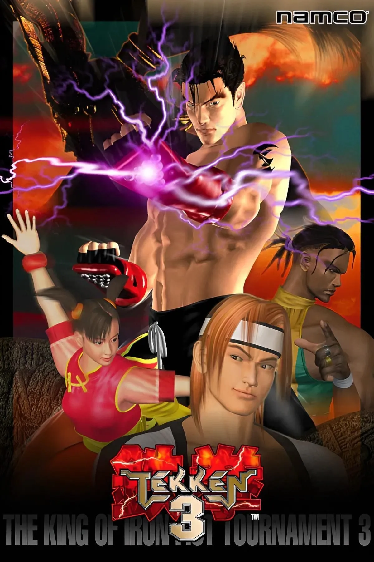 Một ảnh chụp màn hình từ game Tekken 3, hiển thị nhân vật đang trong trận chiến