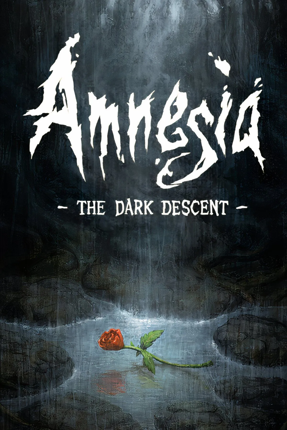 Một cảnh từ game Amnesia: The Dark Descent, hiển thị hành lang tối tăm và đáng sợ trong một lâu đài, tạo nên bầu không khí kinh dị tâm lý mạnh mẽ