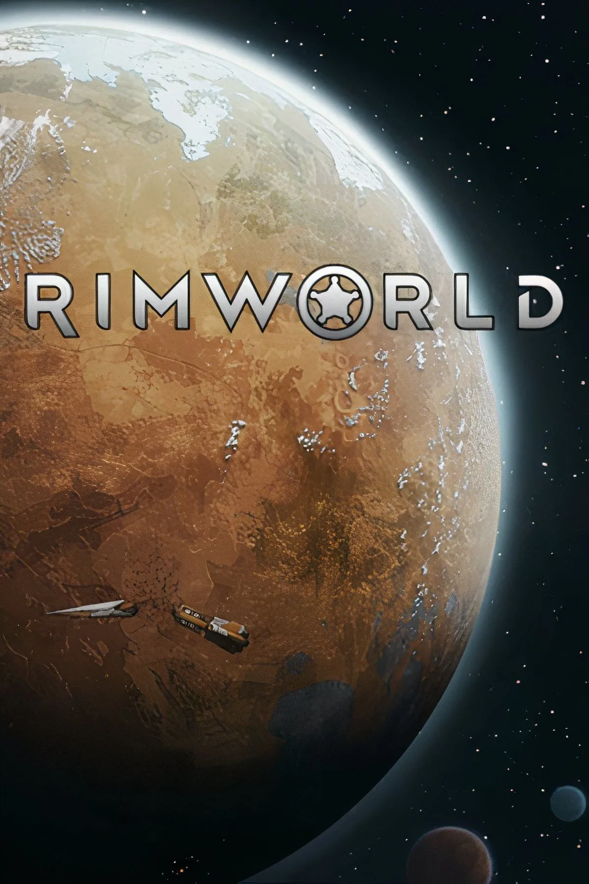Một cảnh từ game RimWorld, hiển thị căn cứ được xây dựng bởi người chơi với nhiều công trình và các nhân vật nhỏ di chuyển, thể hiện lối chơi mô phỏng chiến lược