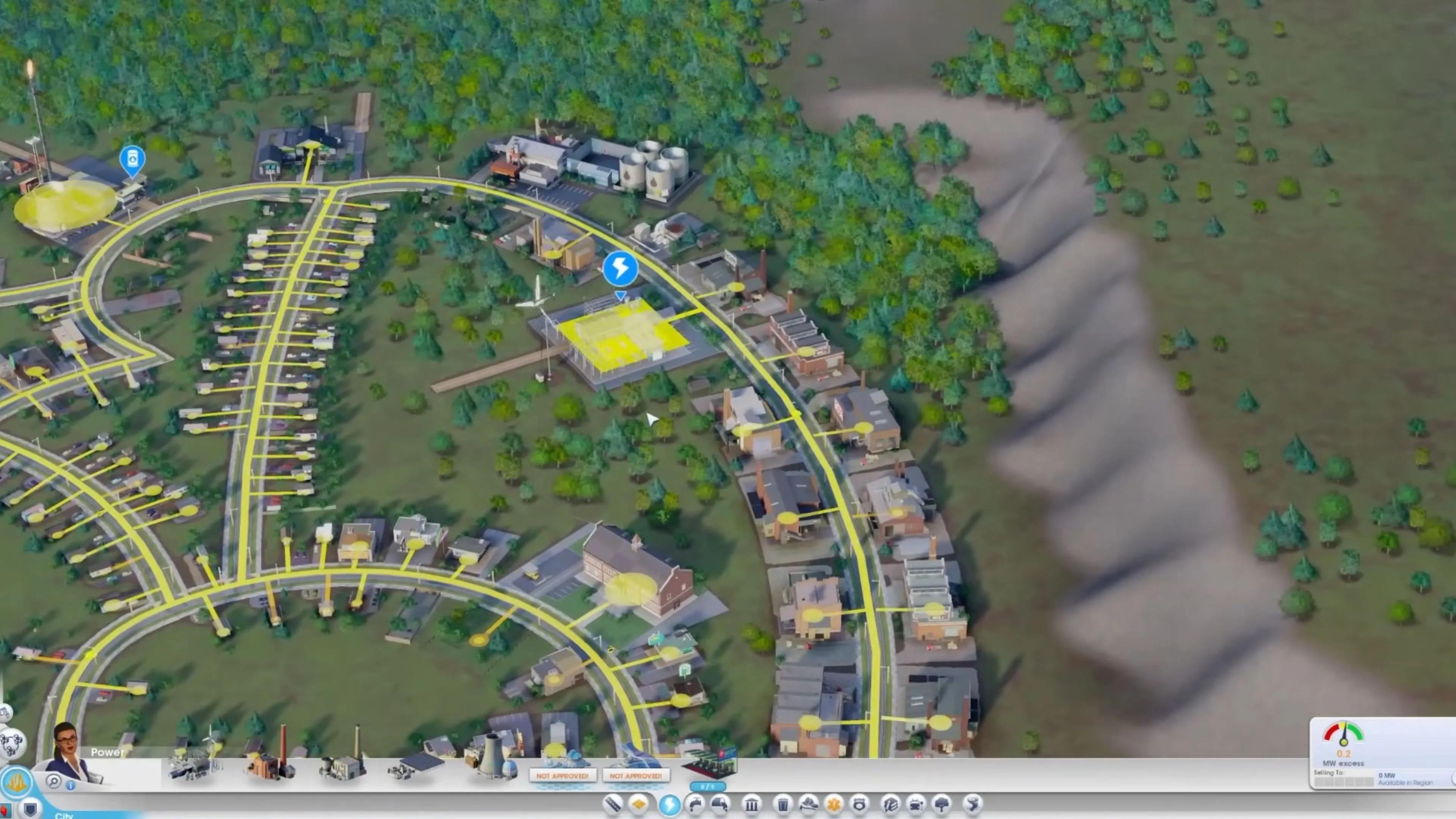 Một góc thành phố trong SimCity (2013), cho thấy kiến trúc và môi trường đô thị