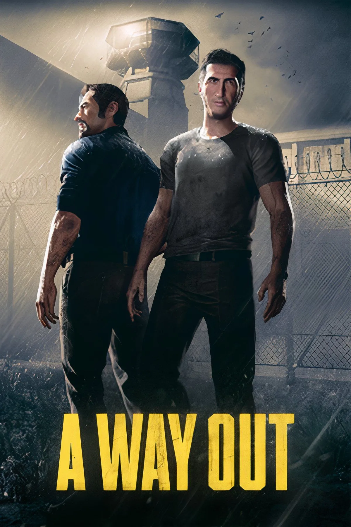 Một hình ảnh tổng hợp hiển thị các cảnh khác nhau từ game A Way Out, tập trung vào hai nhân vật chính trong bối cảnh nhà tù