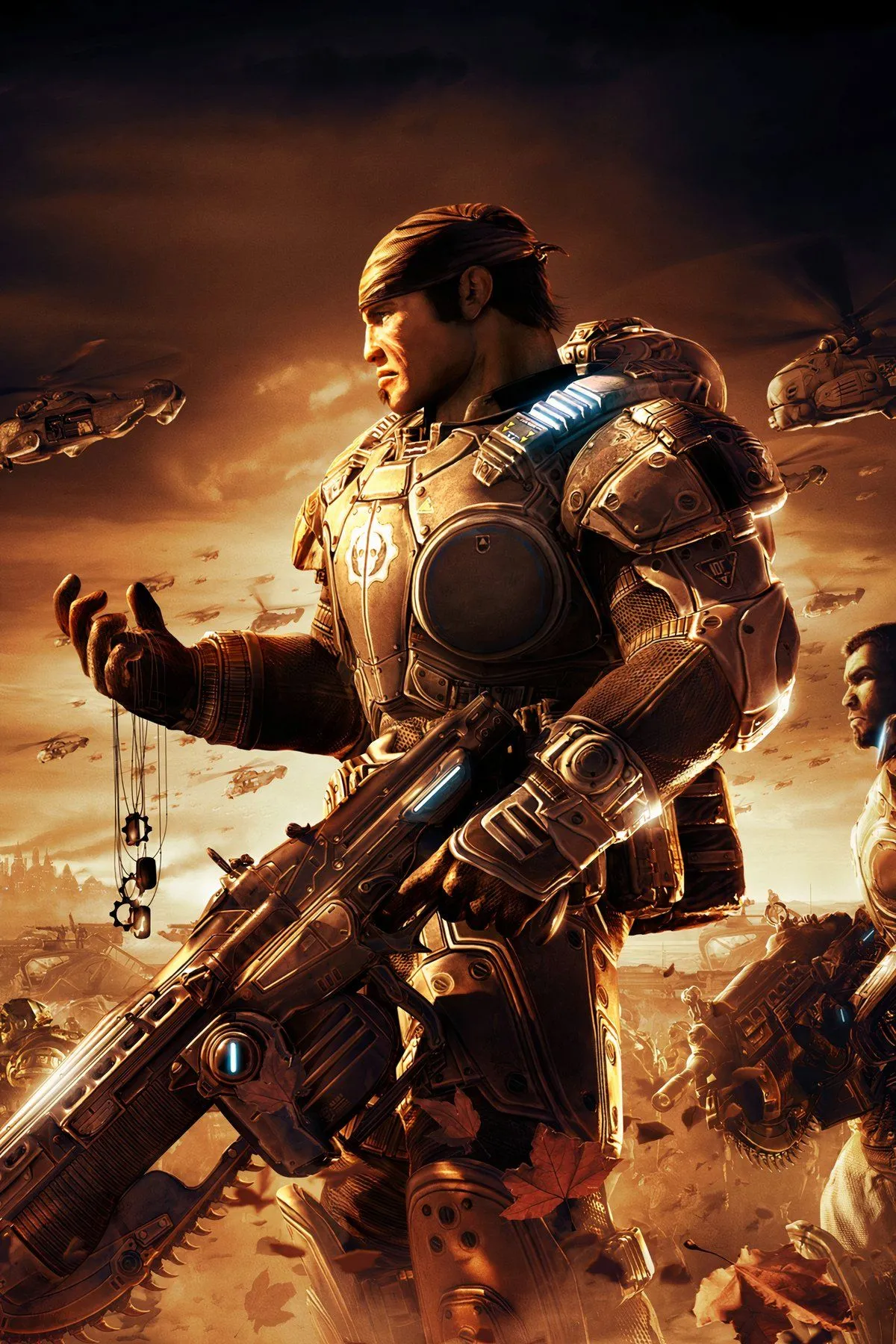 Một lính COG dùng Gnasher shotgun trong trận chiến căng thẳng của Gears of War 2.