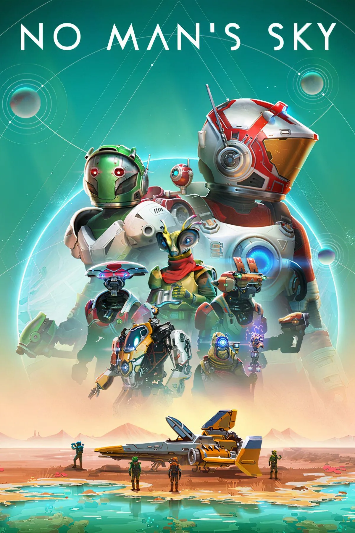 Một phi thuyền đang bay lượn trên một hành tinh kỳ lạ trong No Man's Sky.