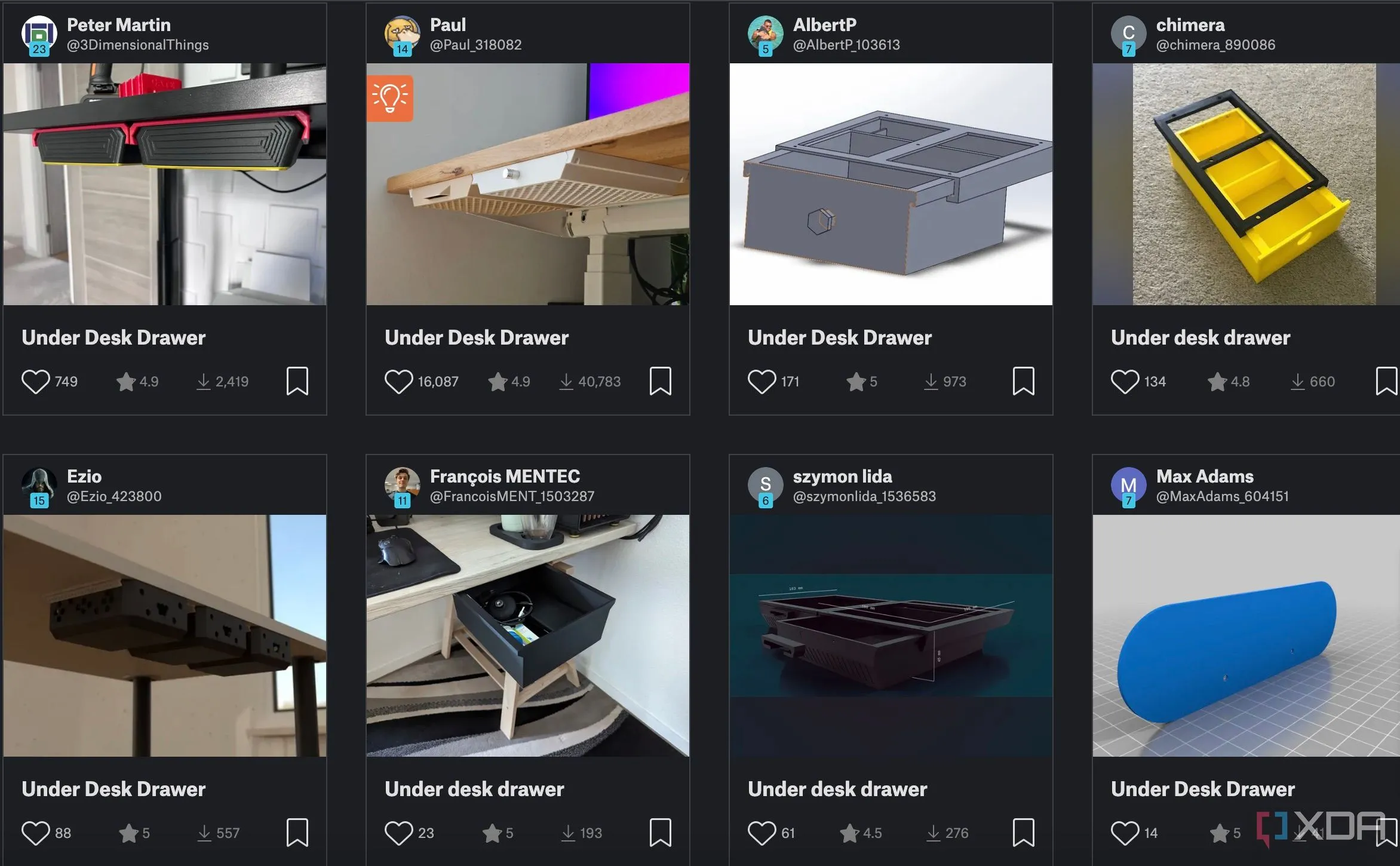 Ngăn kéo dưới bàn được tạo ra bằng máy in 3D