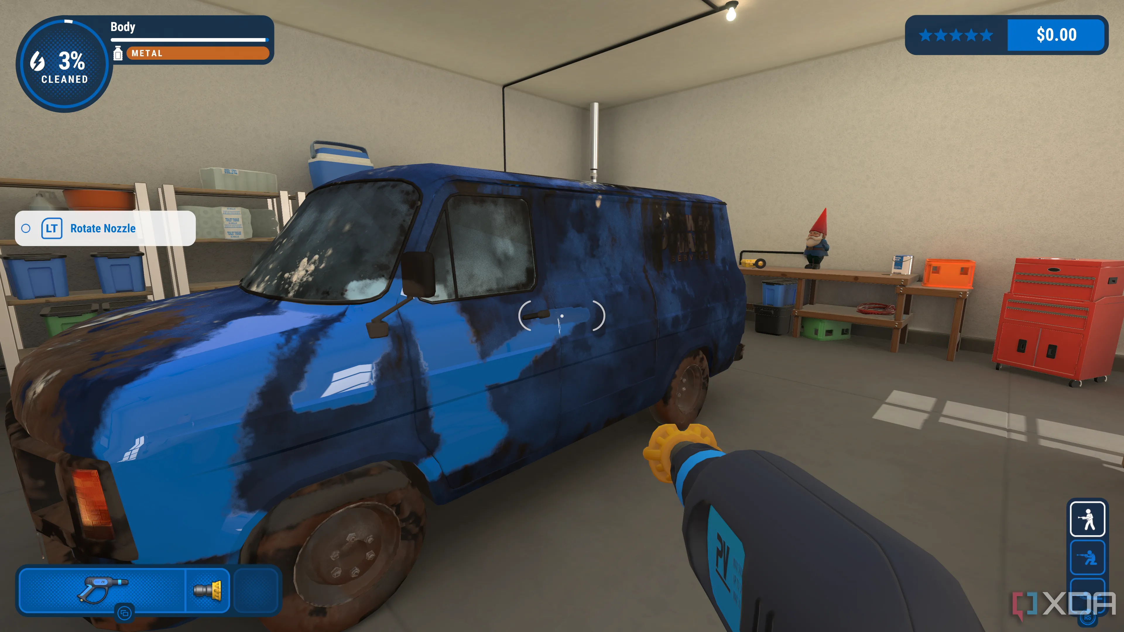 Người chơi đang rửa xe van trong game PowerWash Simulator, một tựa game đã tạo nên xu hướng
