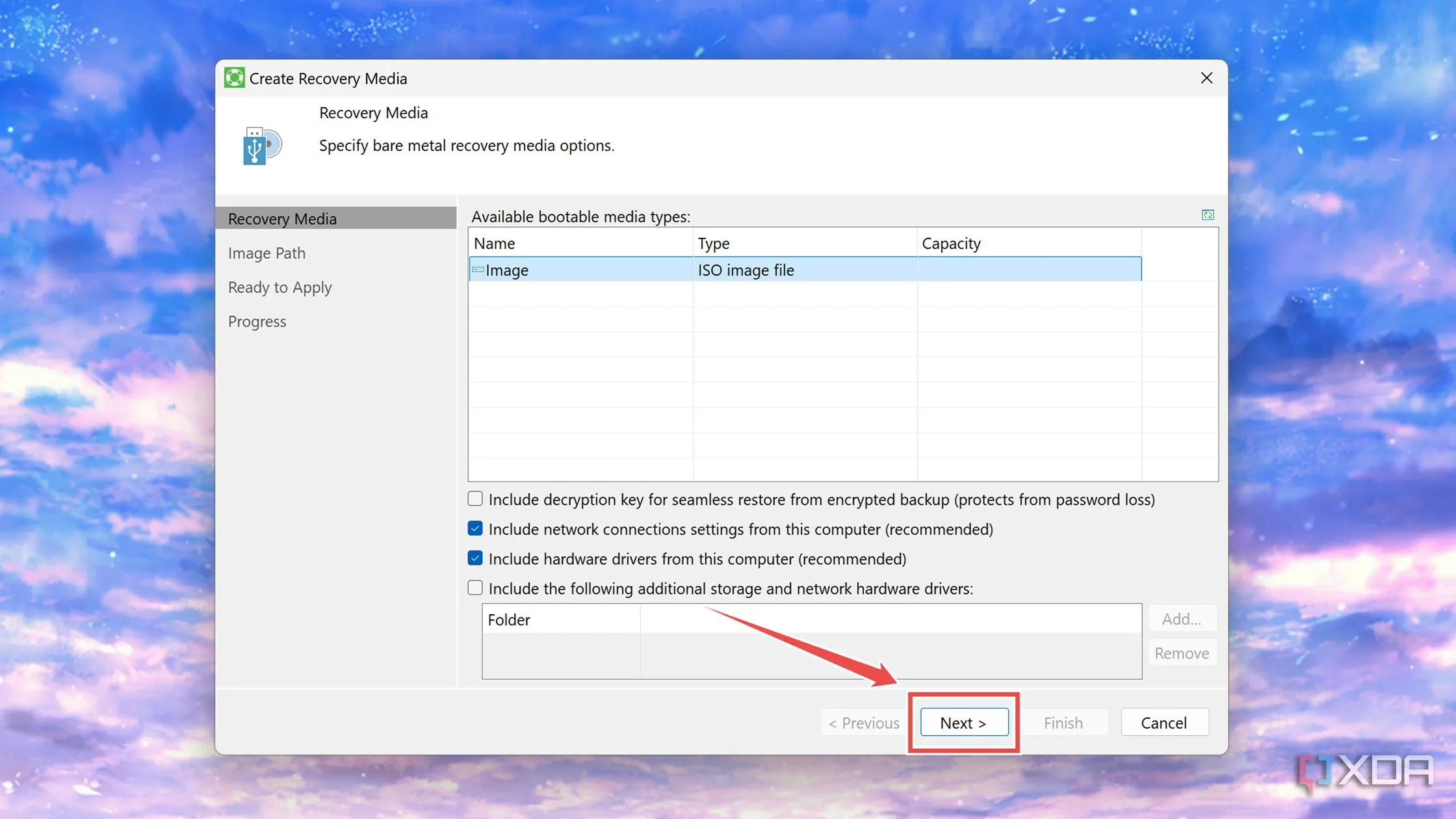 Nhấn Next trong giao diện Veeam Recovery Media để tiếp tục.