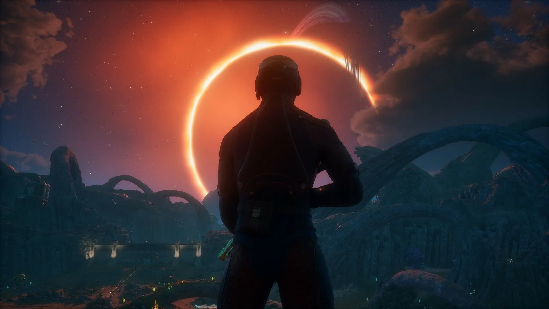Nhân vật chính đối đầu với kẻ thù trong thế giới khoa học viễn tưởng The Outer Worlds 2.