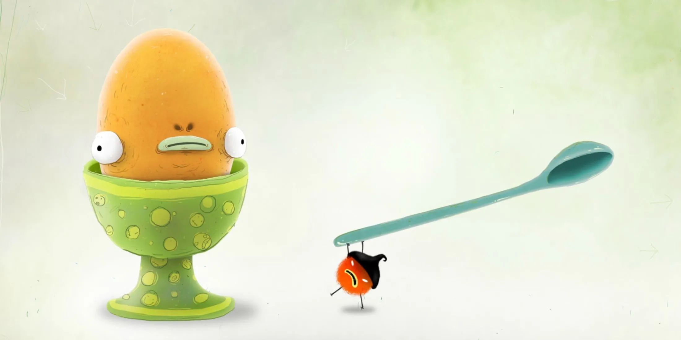 Nhân vật Chuchel tương tác với môi trường và các vật thể lạ trong game phiêu lưu hài hước