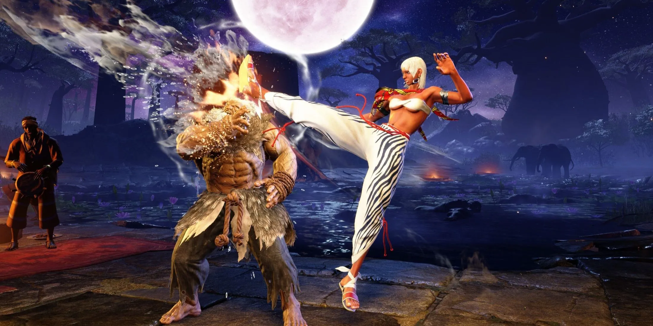 Nhân vật Elena trong trang phục đặc trưng, thể hiện động tác Capoeira trong Street Fighter 6