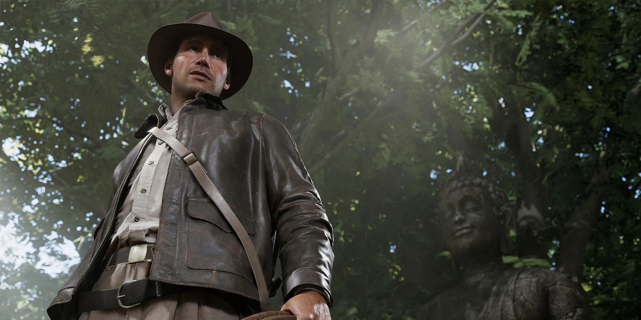 Nhân vật Indy trong game Indiana Jones and the Great Circle, một ví dụ về tựa game sử dụng công nghệ ray tracing toàn phần đòi hỏi VRAM cao