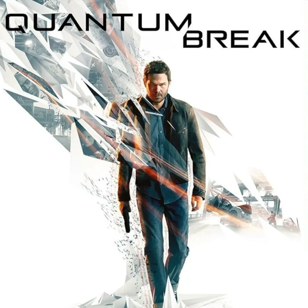 Nhân vật Jack Joyce sử dụng khả năng thao túng thời gian giữa một cảnh hành động trong game Quantum Break với hiệu ứng đồ họa ấn tượng