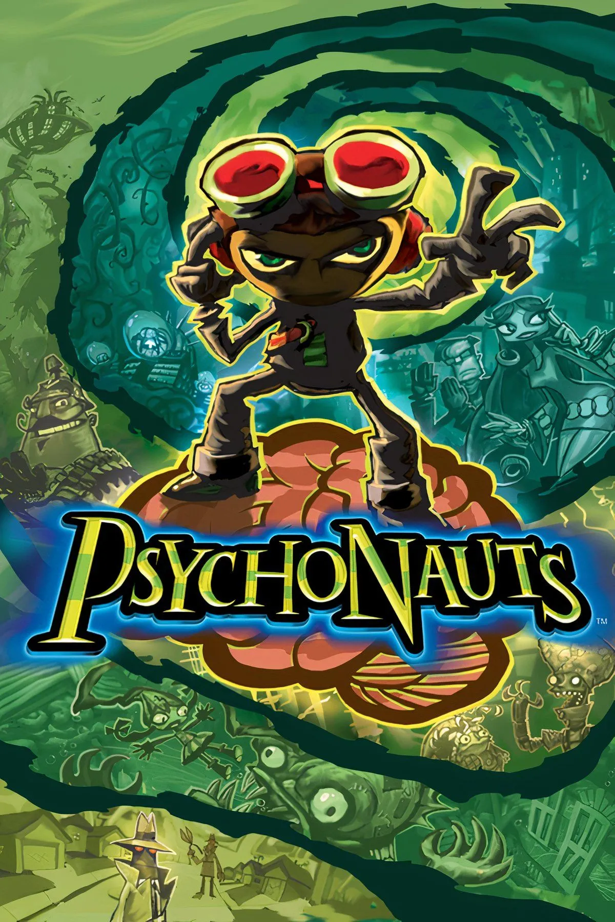 Nhân vật Raz nhảy nhót trong một màn chơi đầy màu sắc của Psychonauts