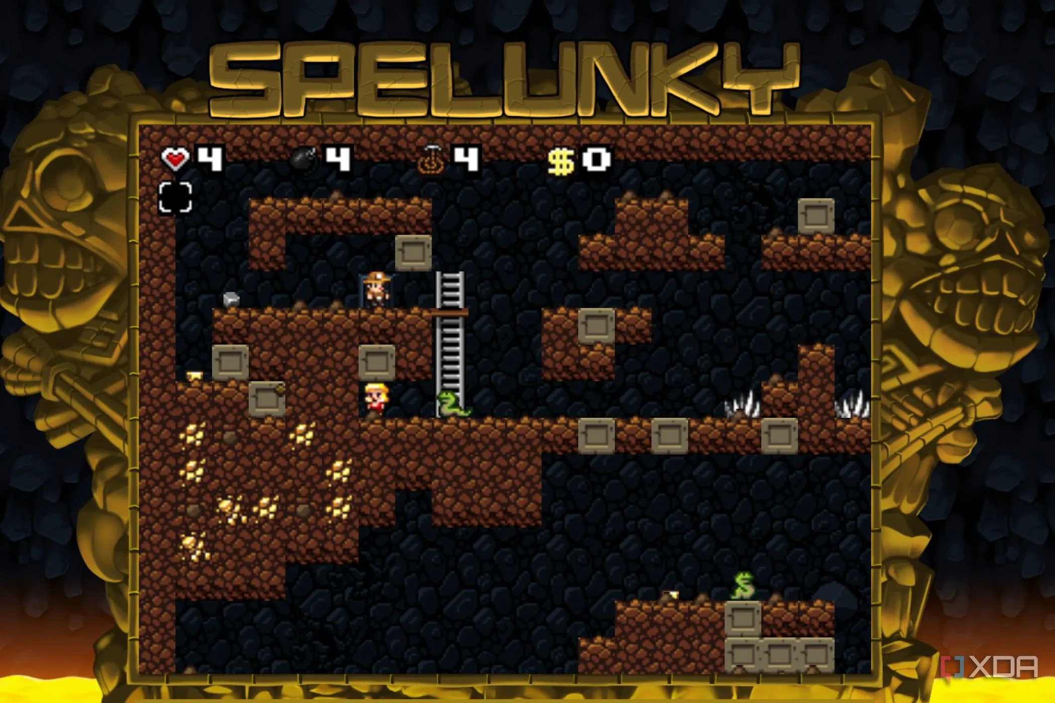 Nhân vật trong game Spelunky đang khám phá hầm mộ đầy cạm bẫy