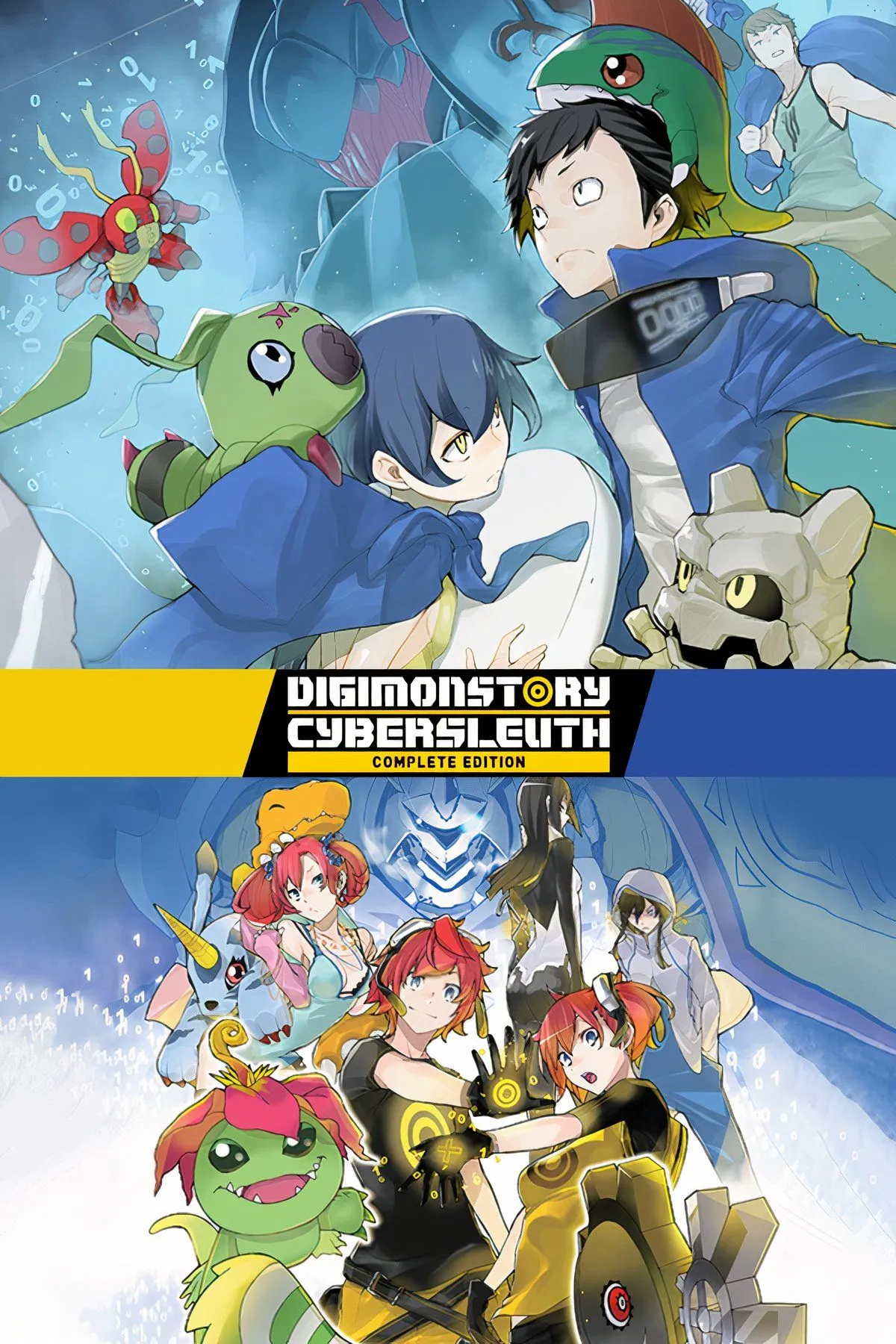 Nhân vật và Digimon đang chiến đấu trong môi trường mạng lưới của Digimon Story: Cyber Sleuth