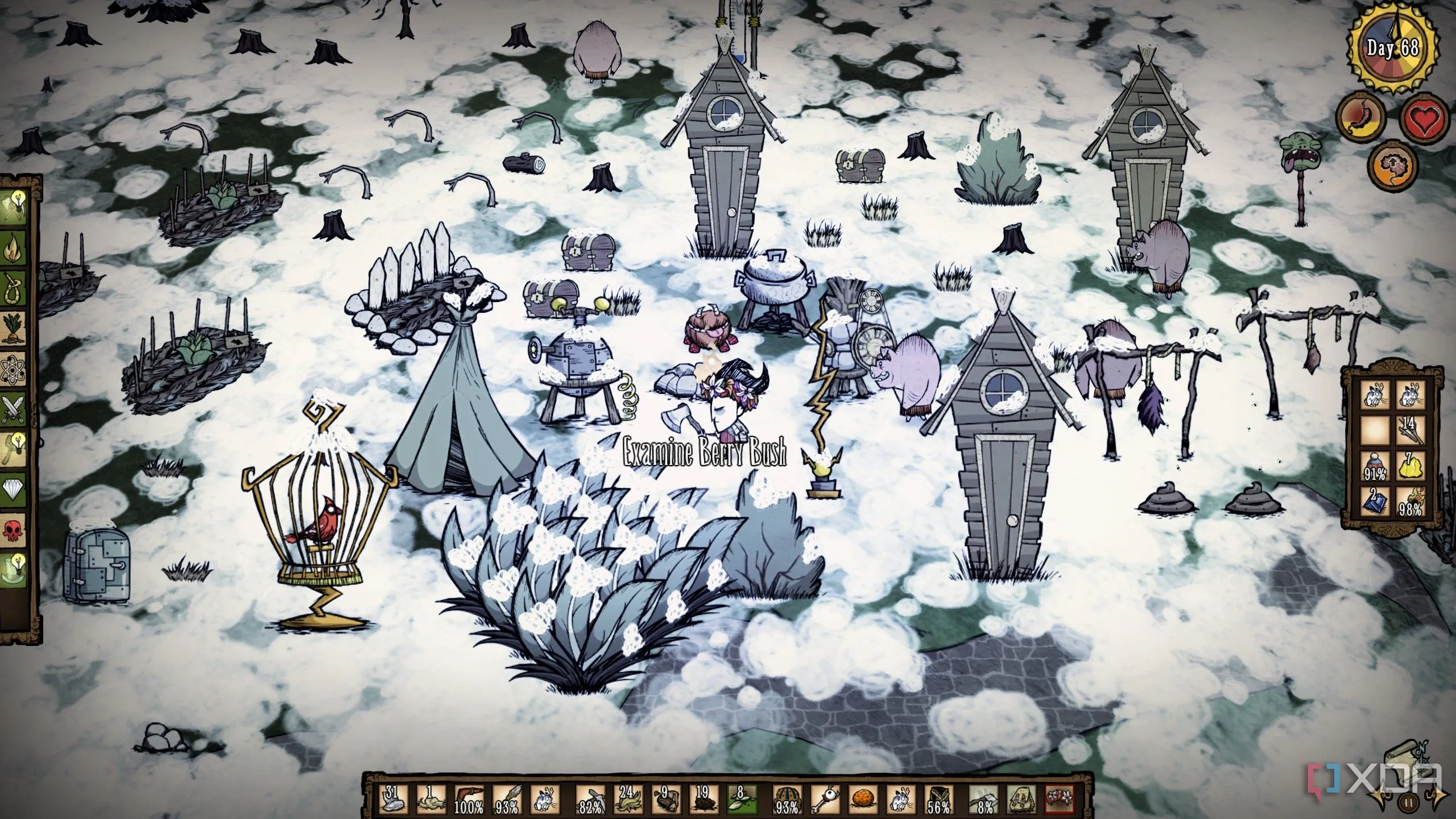 Nhân vật Wilson đang sinh tồn trong game Don't Starve với phong cách đồ họa độc đáo