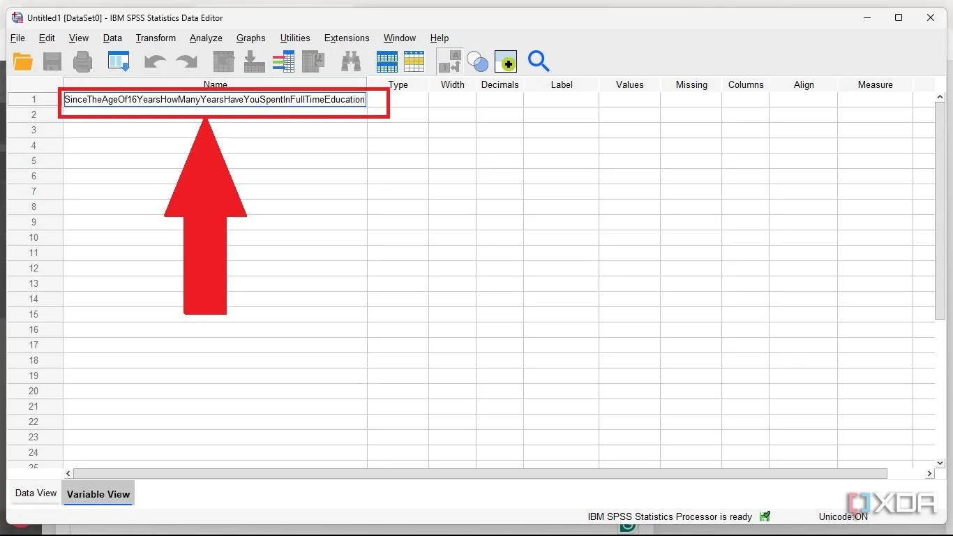 Nhập tên biến theo định dạng PascalCase trong SPSS