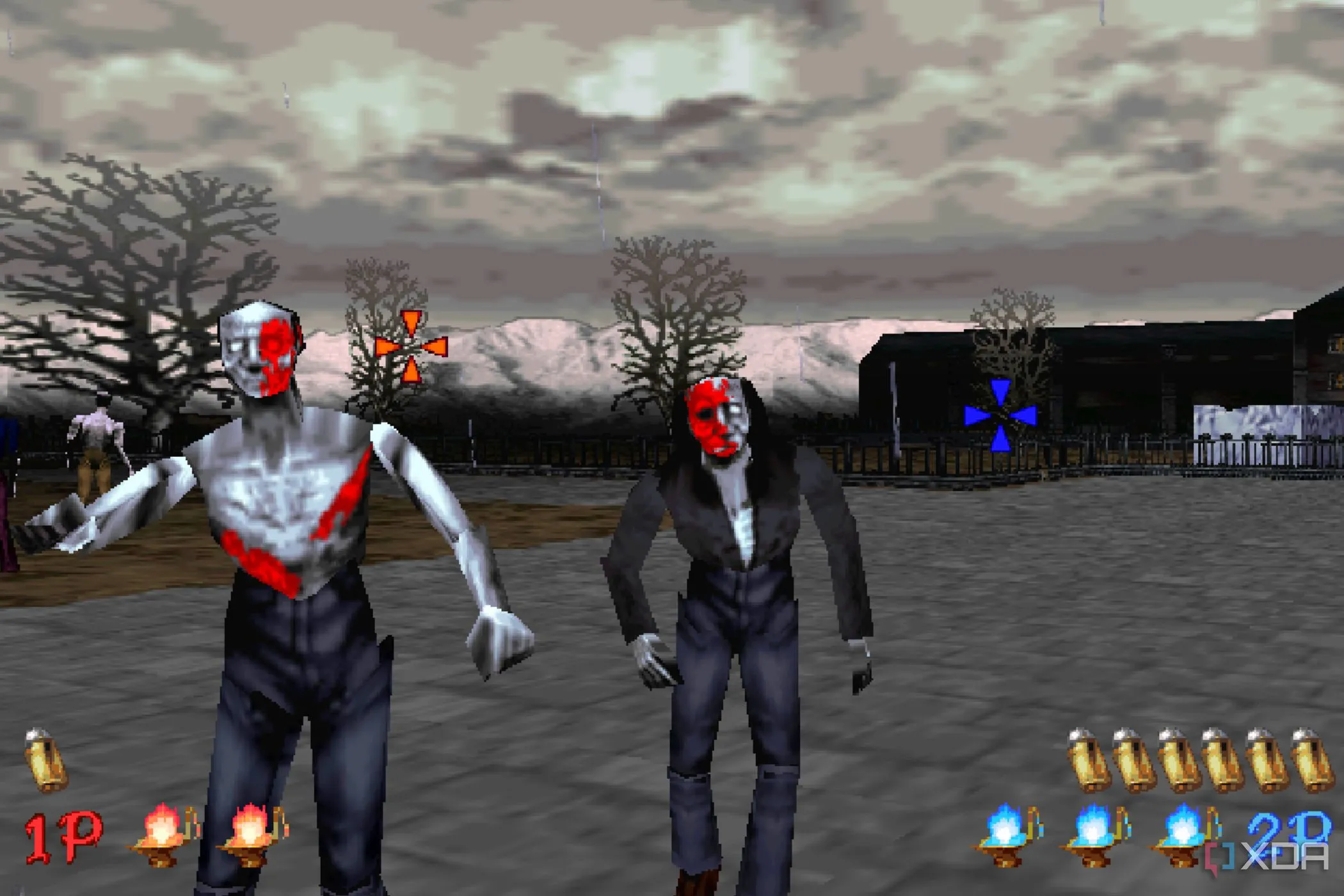 Nhiệm vụ mở đầu trong game The House of the Dead, với cảnh nhân vật chiến đấu với zombie