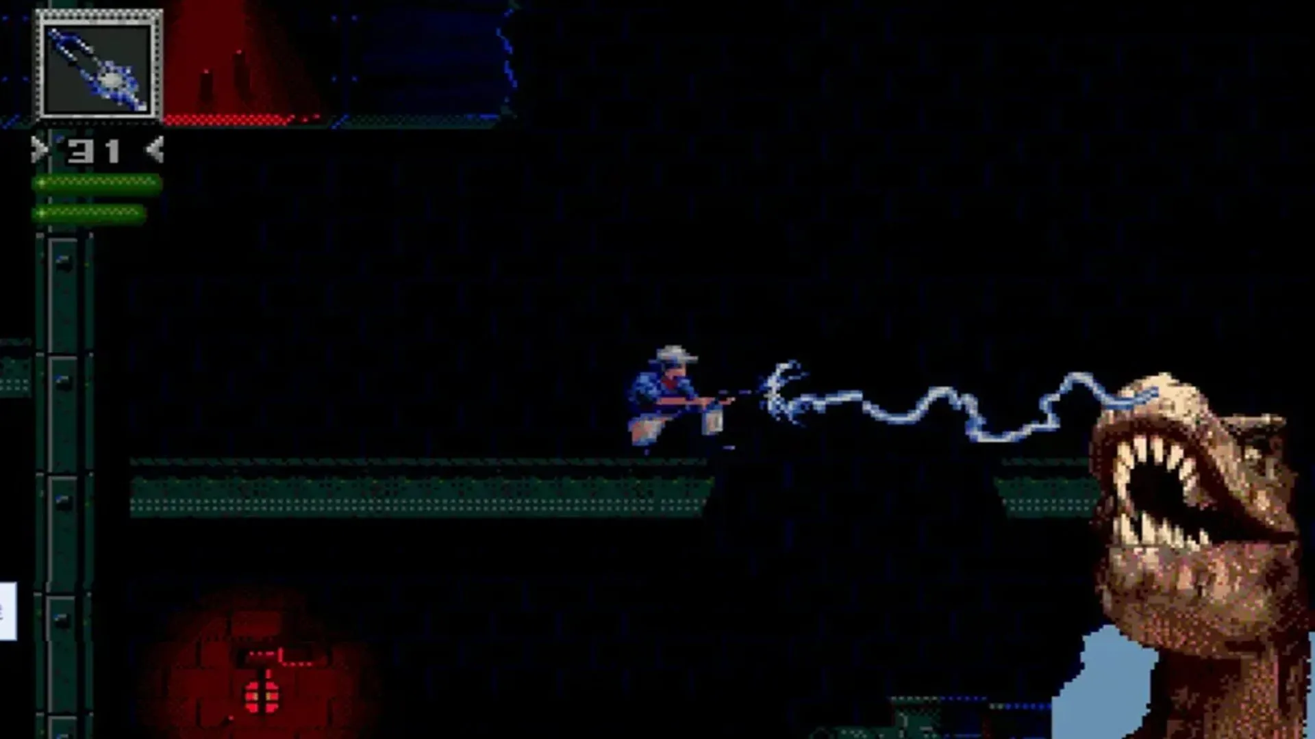 Phân cảnh gameplay kinh điển của game Jurassic Park trên Sega Genesis, nơi người chơi có thể hóa thân thành Velociraptor.