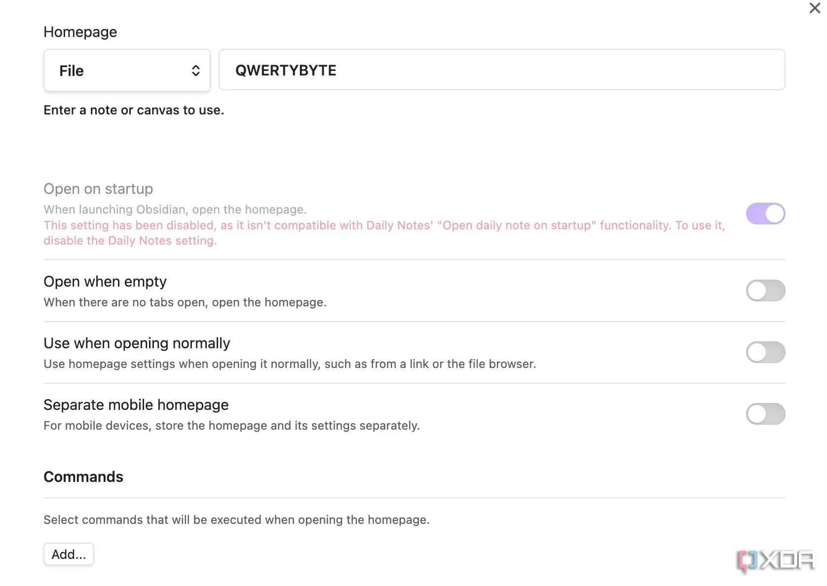 Plugin Homepage trong Obsidian hiển thị trang chủ tùy chỉnh với các ghi chú và dự án quan trọng