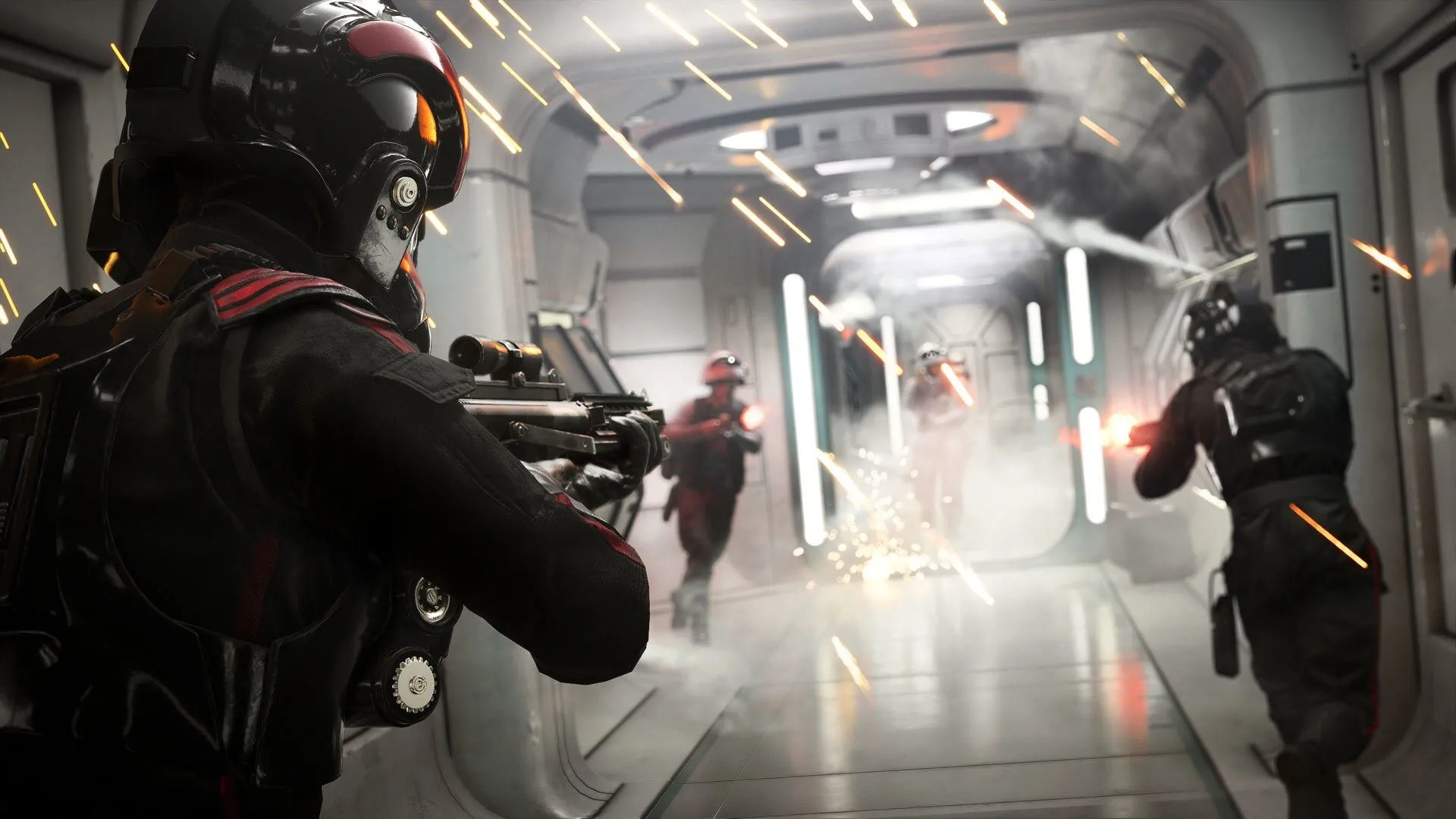 Quân đội Đế chế và phe Nổi dậy giao tranh ác liệt trong một hành lang của Star Wars Battlefront 2