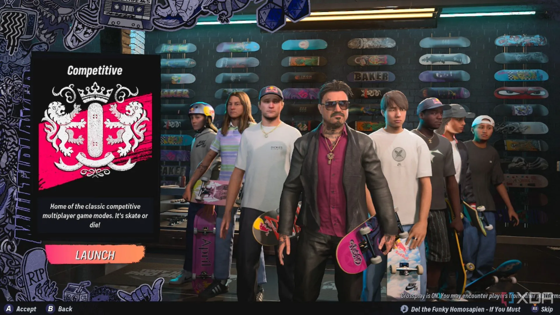 Sảnh chờ chế độ nhiều người chơi trực tuyến của Tony Hawk's Pro Skater 3+4