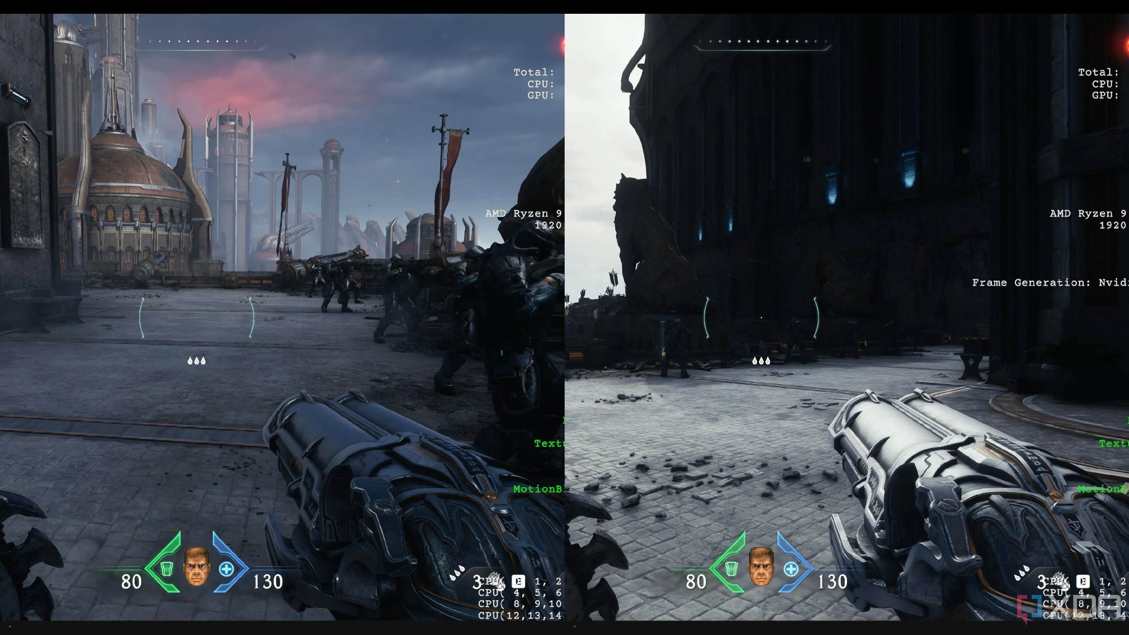 So sánh sự khác biệt hình ảnh có và không có Ray Tracing trong game Doom