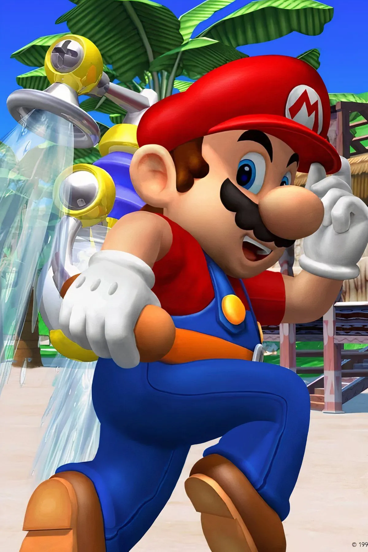 Super Mario Sunshine với Mario đang sử dụng FLUDD