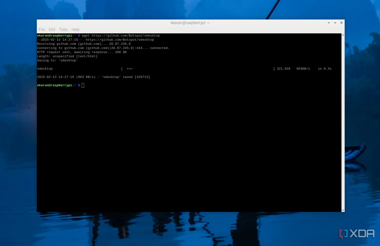Tải ứng dụng Vdesktop về Raspberry Pi từ Github bằng lệnh wget