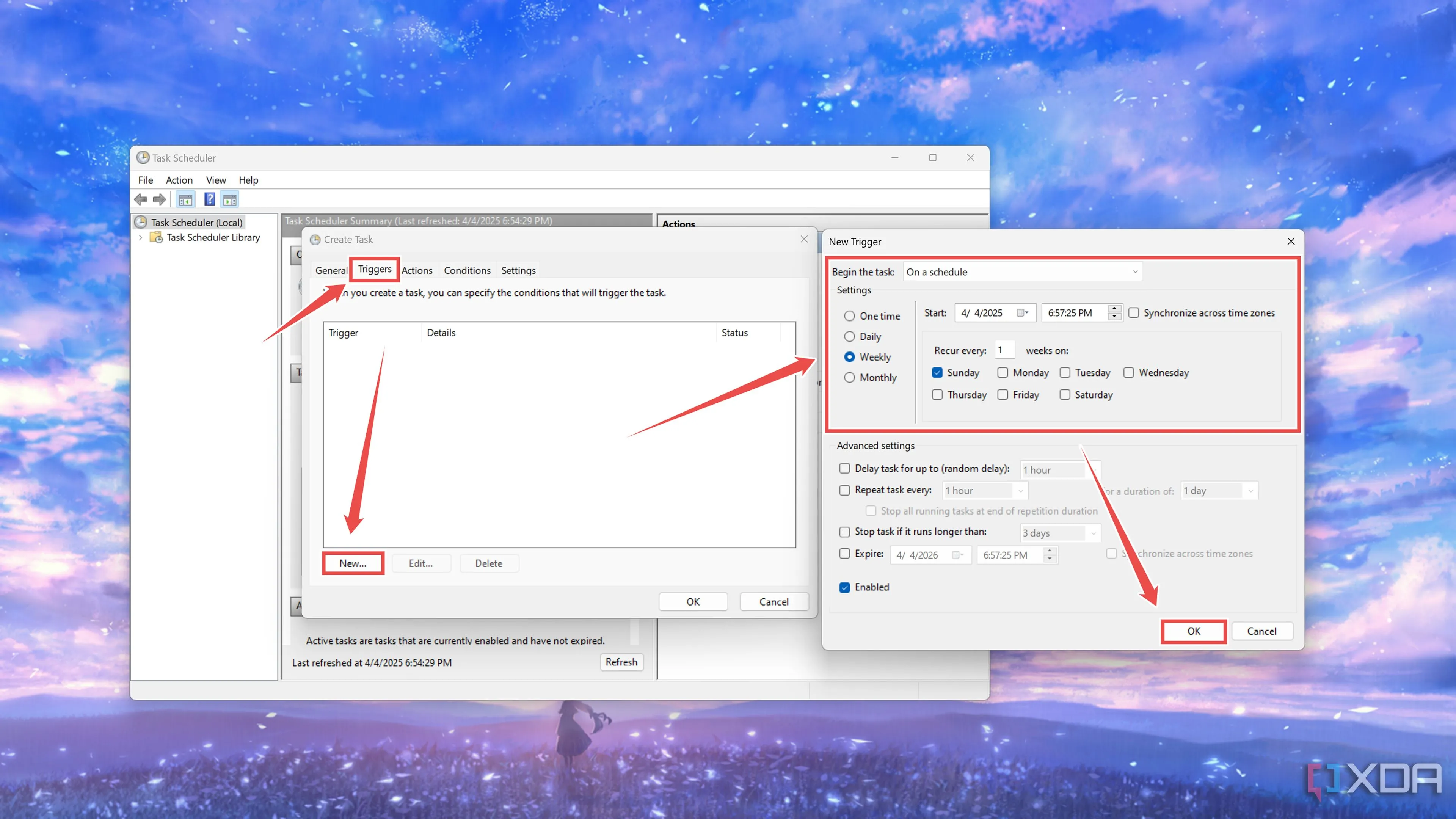 Tạo lịch trình kích hoạt cho tác vụ sao lưu tự động Robocopy.