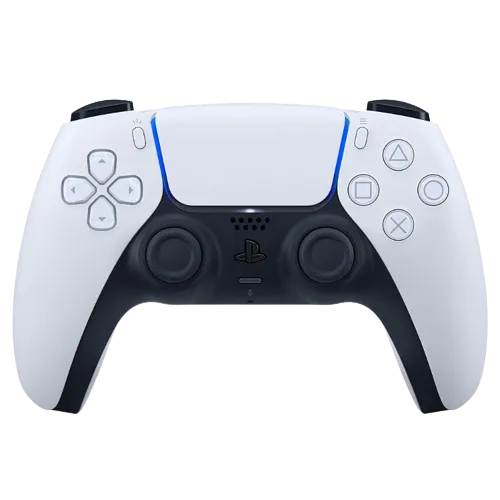 Tay cầm Sony PlayStation DualSense màu trắng, một phụ kiện chơi game cao cấp với các tính năng rung phản hồi và cò thích ứng