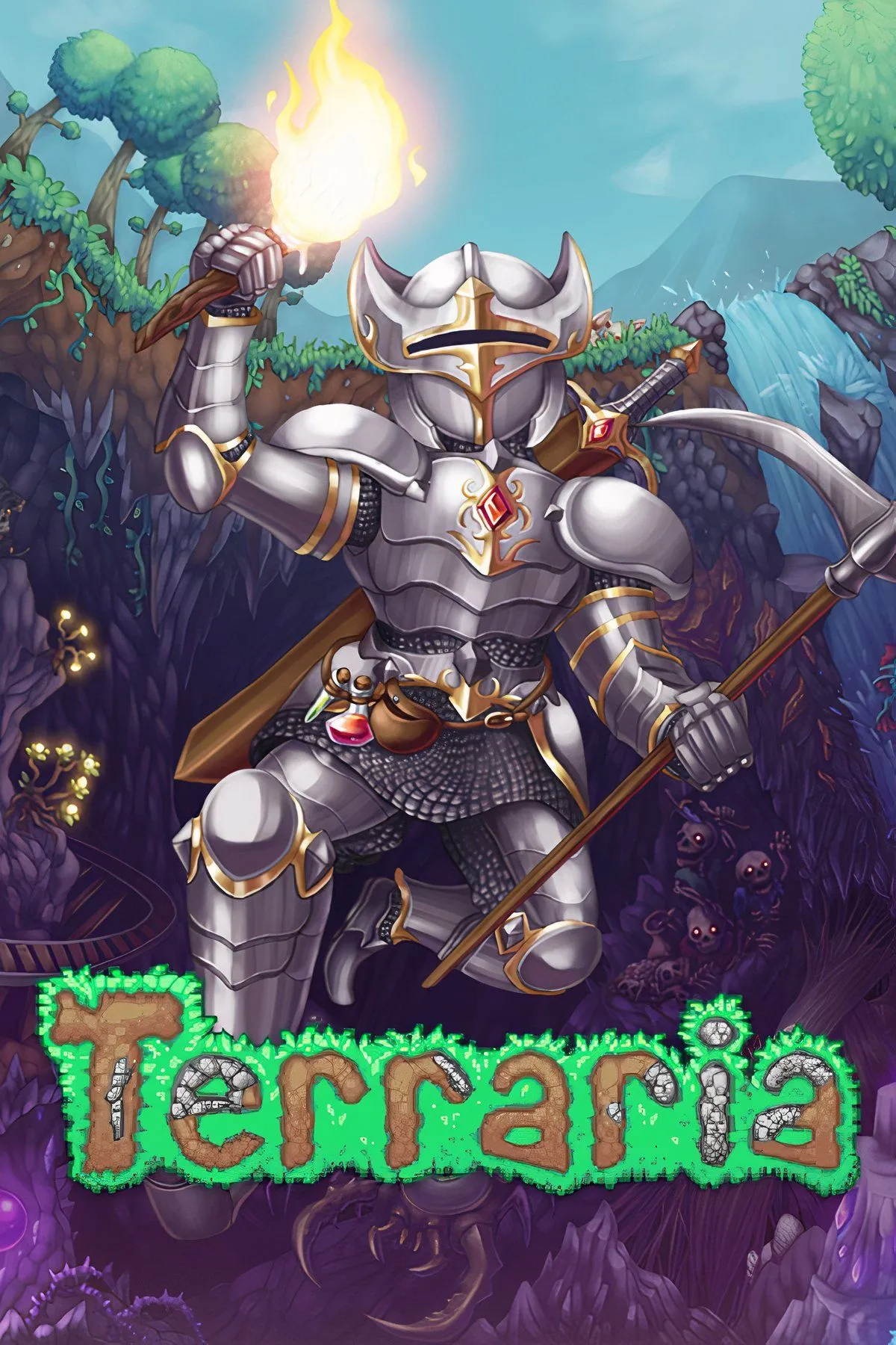 Terraria, game sandbox phiêu lưu 2D cho phép khám phá, xây dựng và chiến đấu trong thế giới rộng lớn