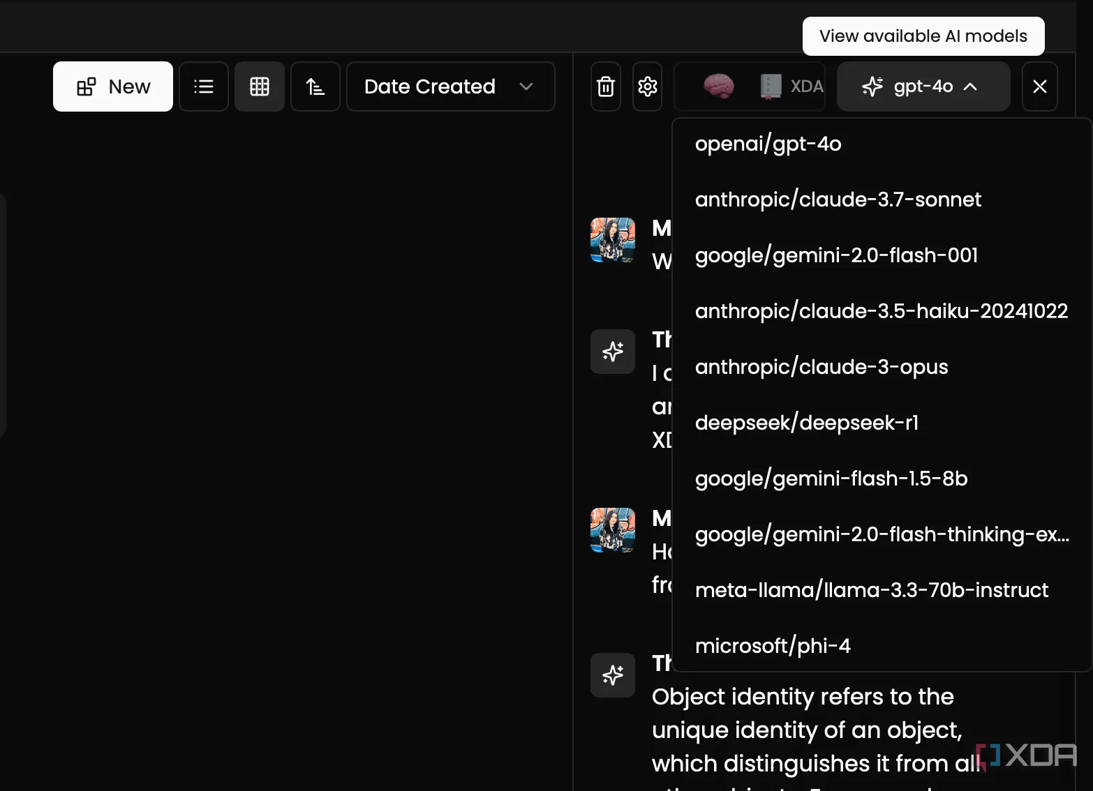 The Drive AI displaying available AI models