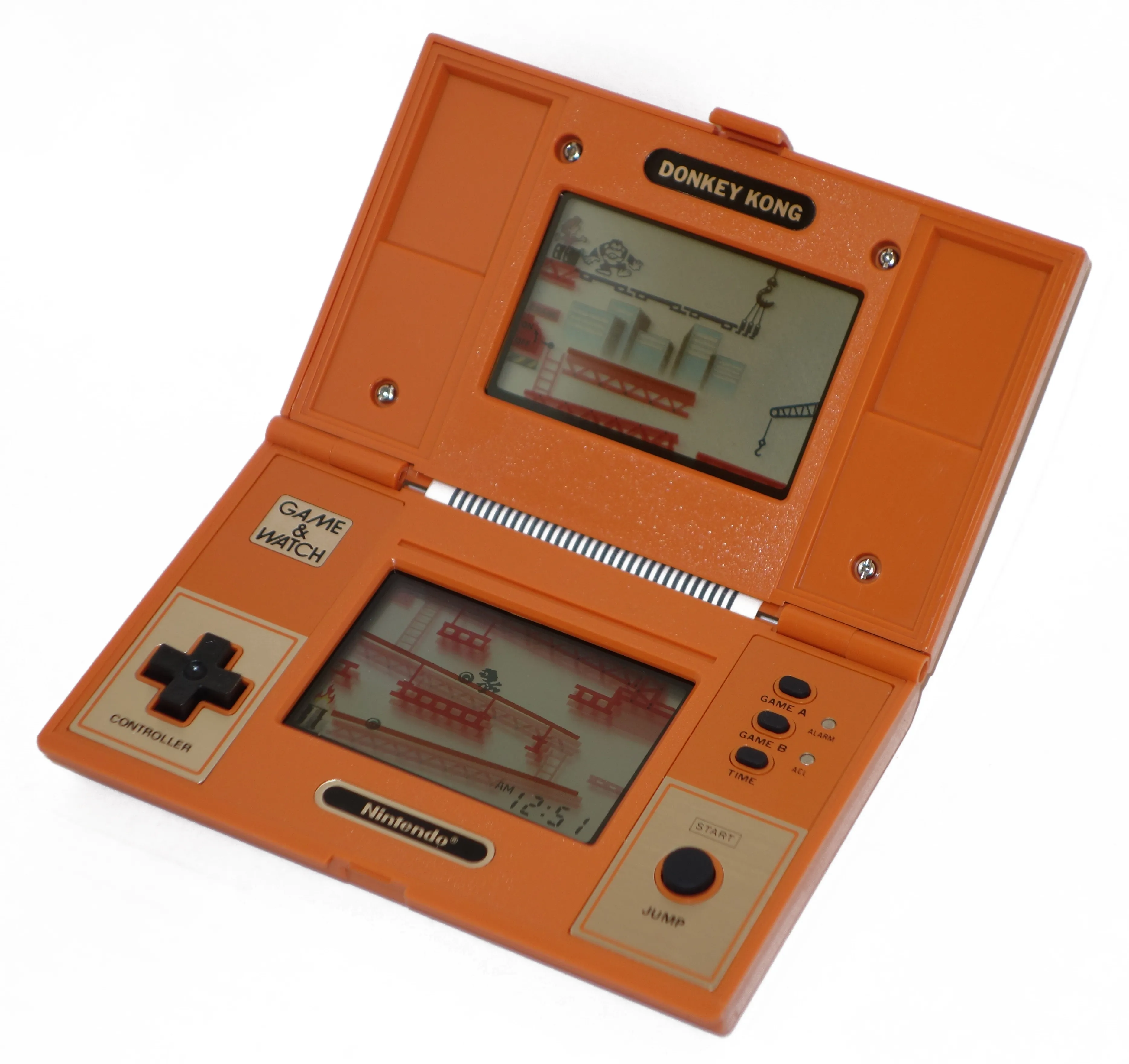 Thiết bị chơi game cầm tay Nintendo Game &amp; Watch Donkey Kong, tiên phong với phím điều hướng D-pad.