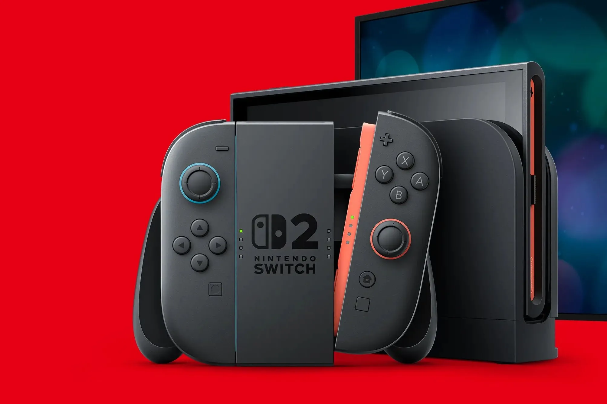 Thiết bị chơi game Nintendo Switch 2 trong dock kèm tay cầm Joy-Con, đại diện cho tương lai game handheld