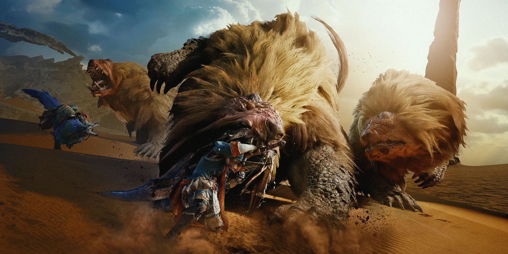 Thợ săn đối đầu quái vật trong game Monster Hunter Wilds