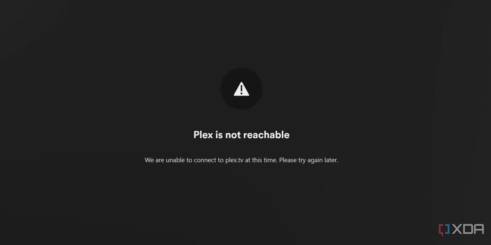 Thông báo lỗi của Plex cho thấy không thể truy cập khi không có kết nối internet.