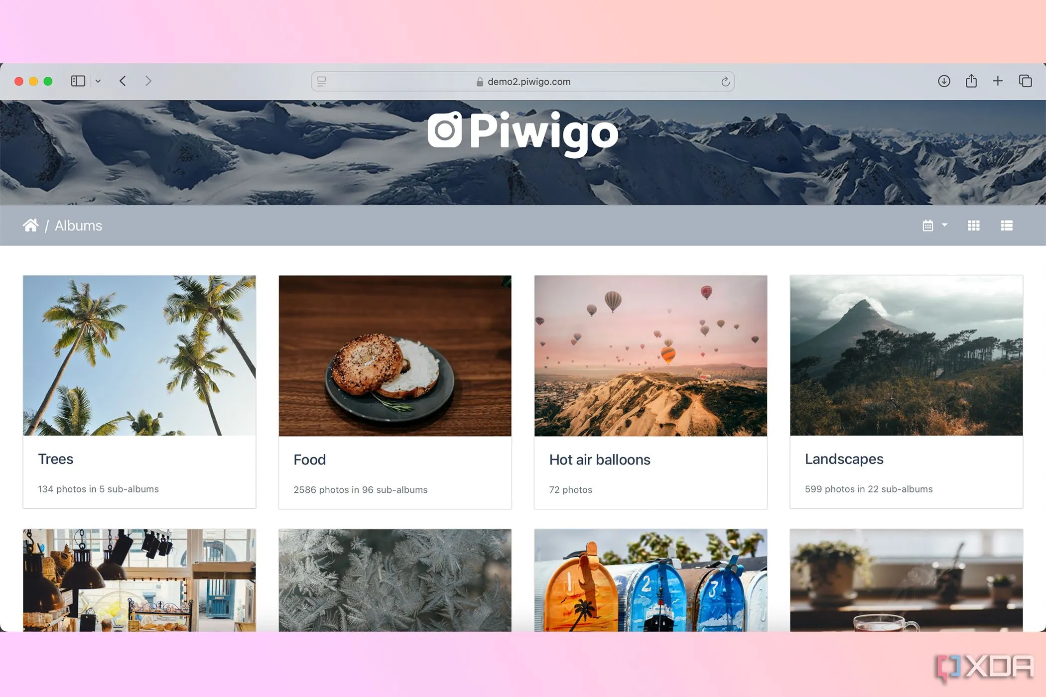 Thư viện ảnh Piwigo với giao diện người dùng