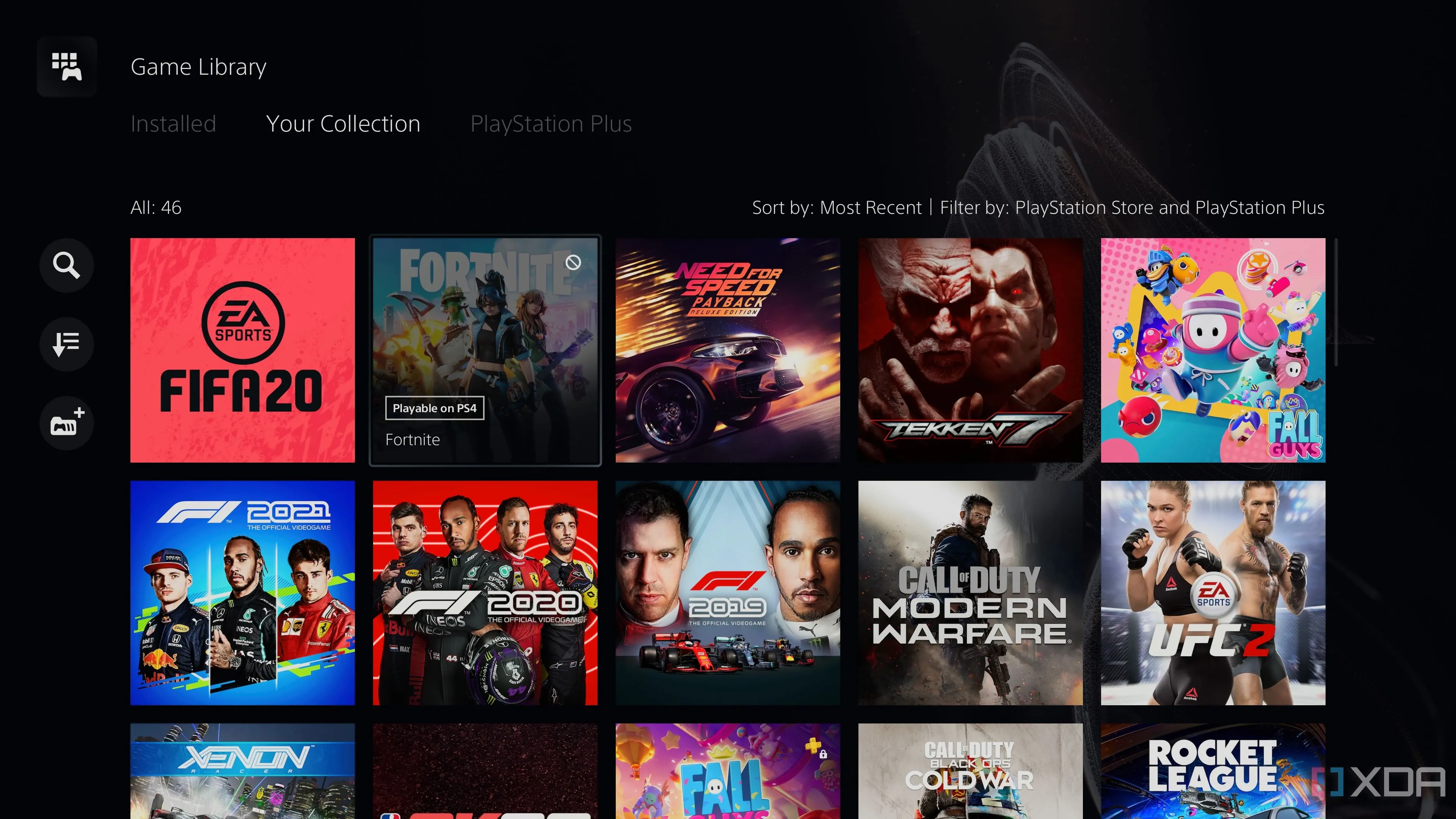 Thư viện game kỹ thuật số trên giao diện PlayStation 5, cho thấy xu hướng game thủ chọn mua và lưu trữ game online.