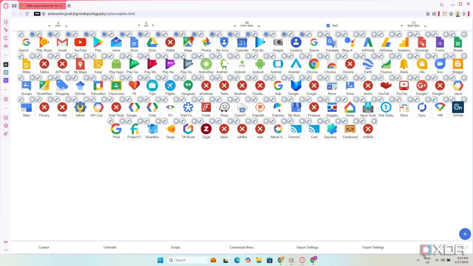 Tiện ích Google Apps trên Opera GX giúp truy cập nhanh các dịch vụ của Google