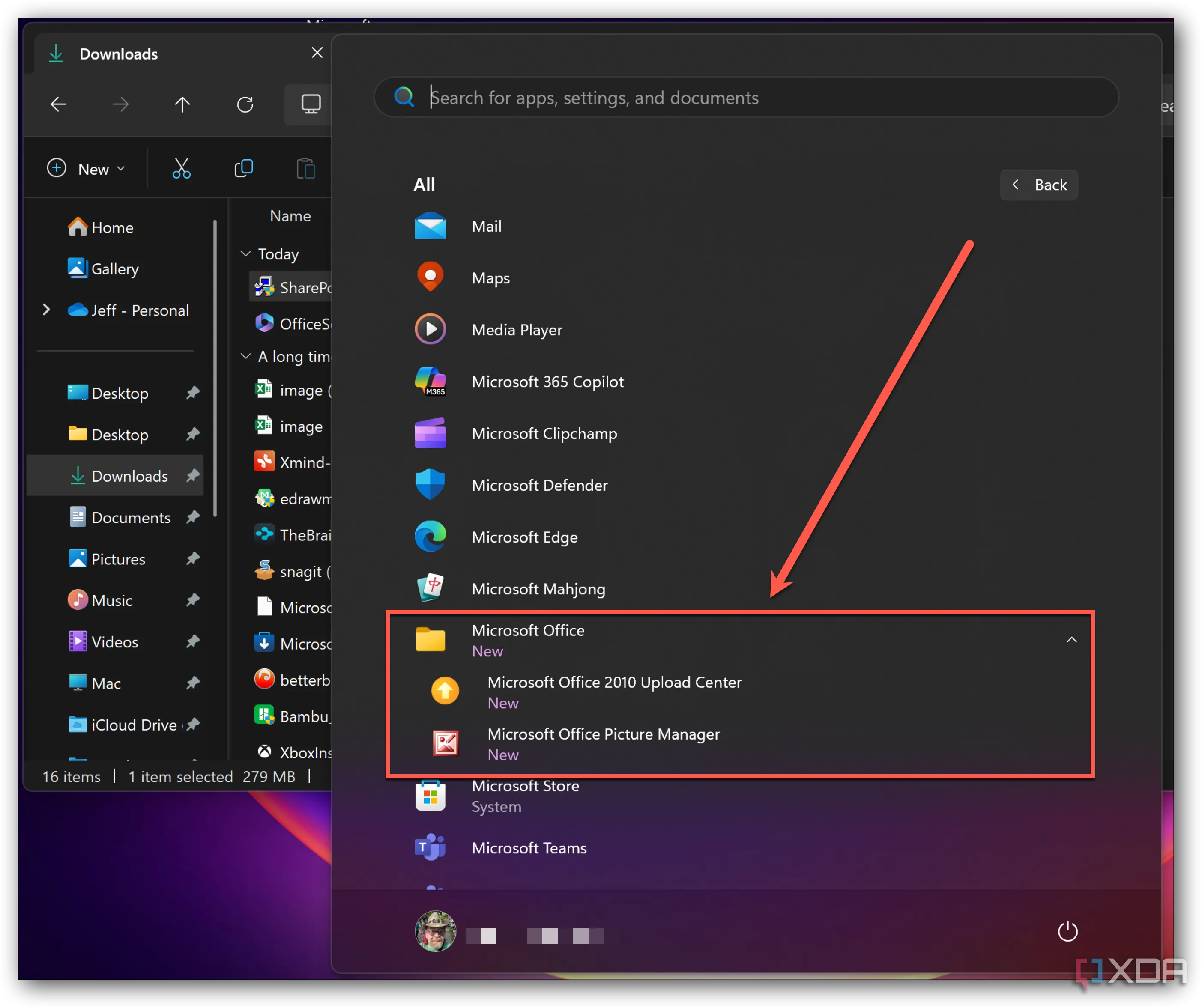Tìm kiếm ứng dụng Microsoft Office Picture Manager trong Start Menu của Windows 11