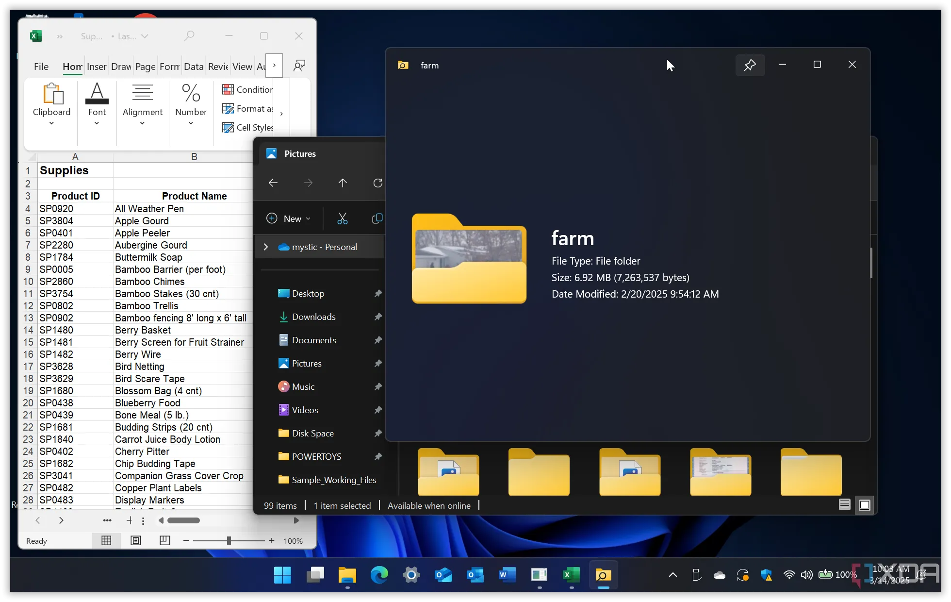Tính năng PowerToys Peek đang hoạt động trên Windows 11, cho phép xem trước tệp tin mà không cần mở ứng dụng