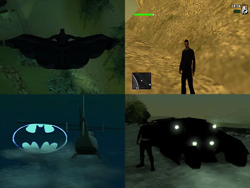 Tổng hợp các hình ảnh từ bản mod Batman Dark Knight cho GTA San Andreas PS2