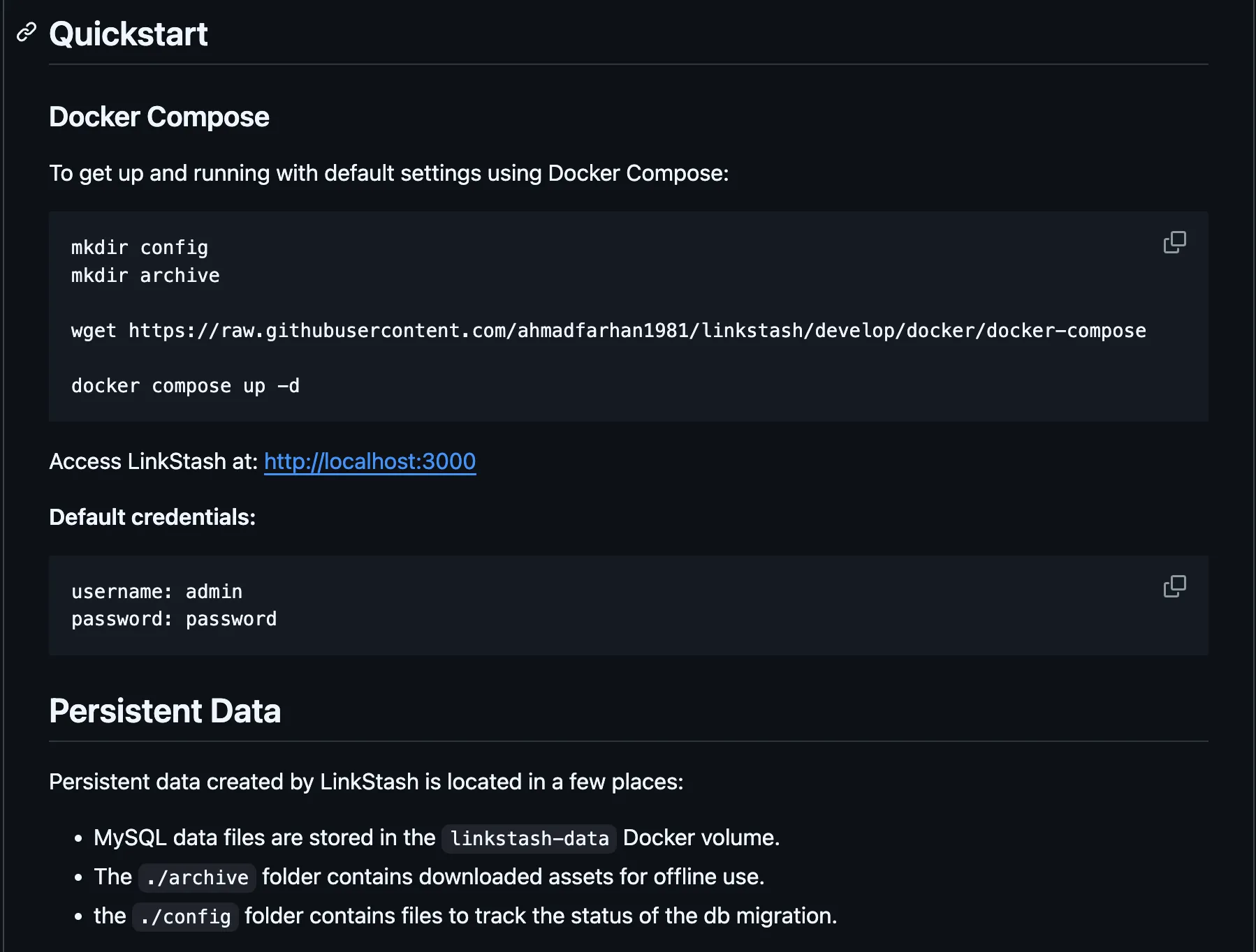 Trang GitHub của LinkStash, nơi người dùng có thể tìm thấy mã nguồn và tài liệu hướng dẫn.